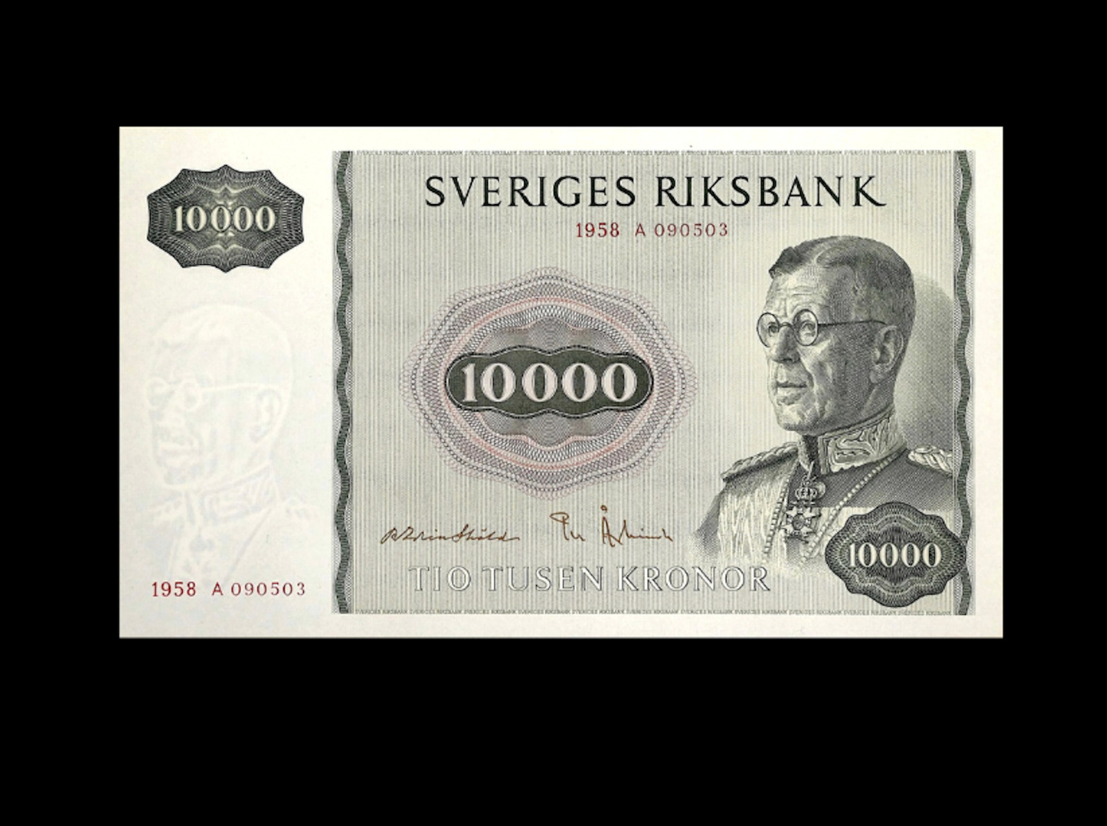 Reproduction Rare Sweden Sveriges 10000 Kroner 1958 Banknote Antique