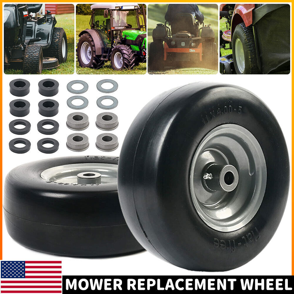 2x 11x4.00-5\'\' Lawn Mower Tire on Wheel Flat Free 3/4\
