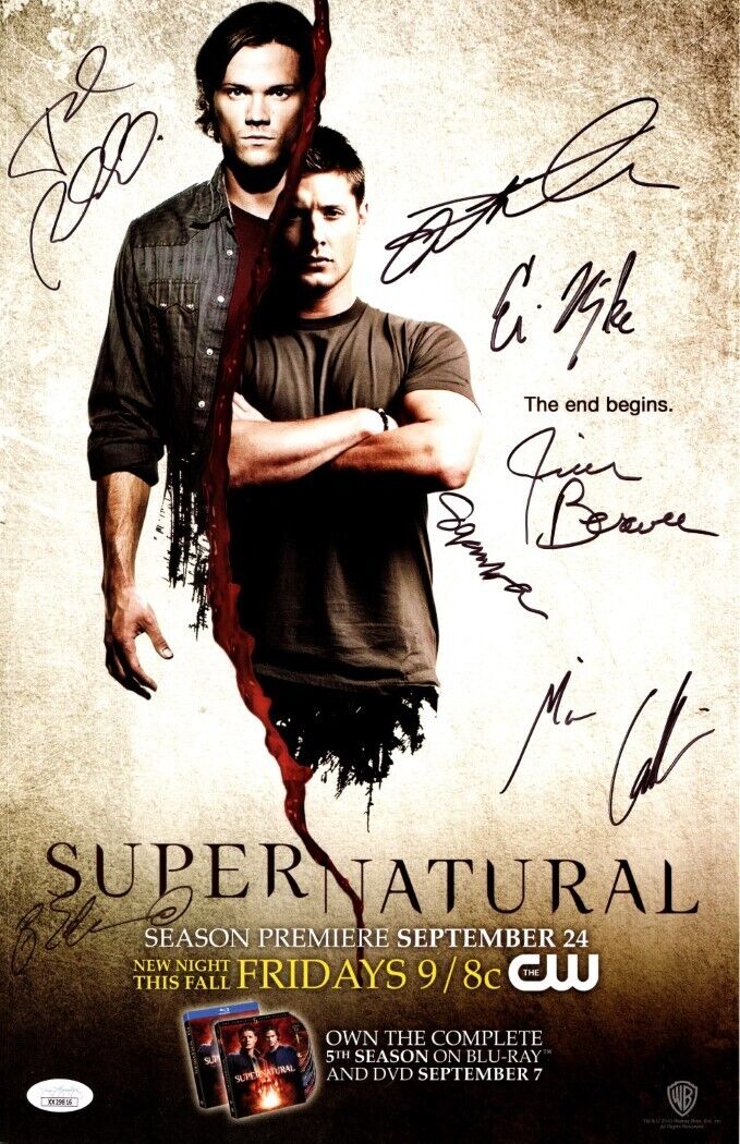 Supernatural Cast Autographed 11X17 Poster 7 Autos Ackles Padalecki JSA LOA