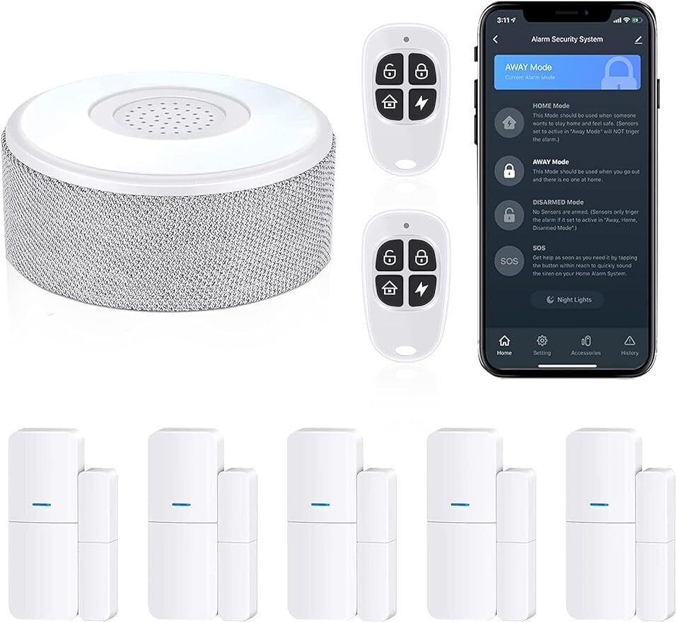 8PCS Wireless DIY Smart Home Security System APP Alert for Alexa House Apartment