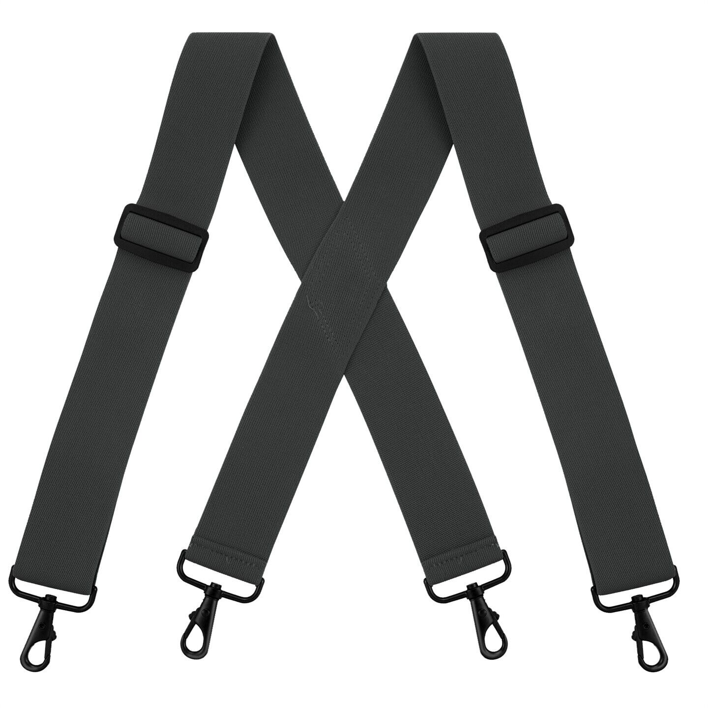 Buyless Fashion Suspenders - 48' Elastic Adjustable 2' Wide - X Back Black Hooks