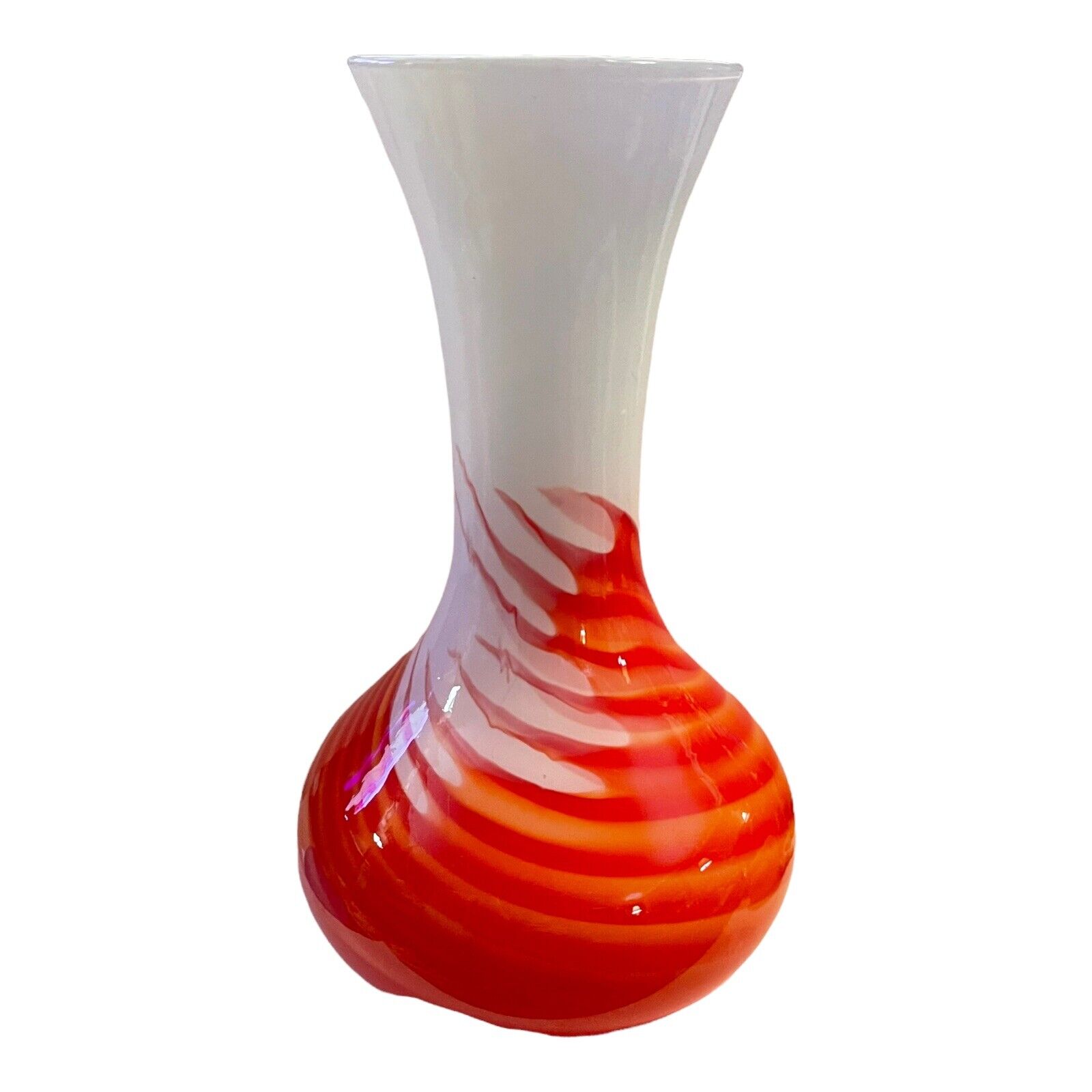 Extra Large 12” Pop Art Opaline “Flame” Vase 1970’s Venice Italy