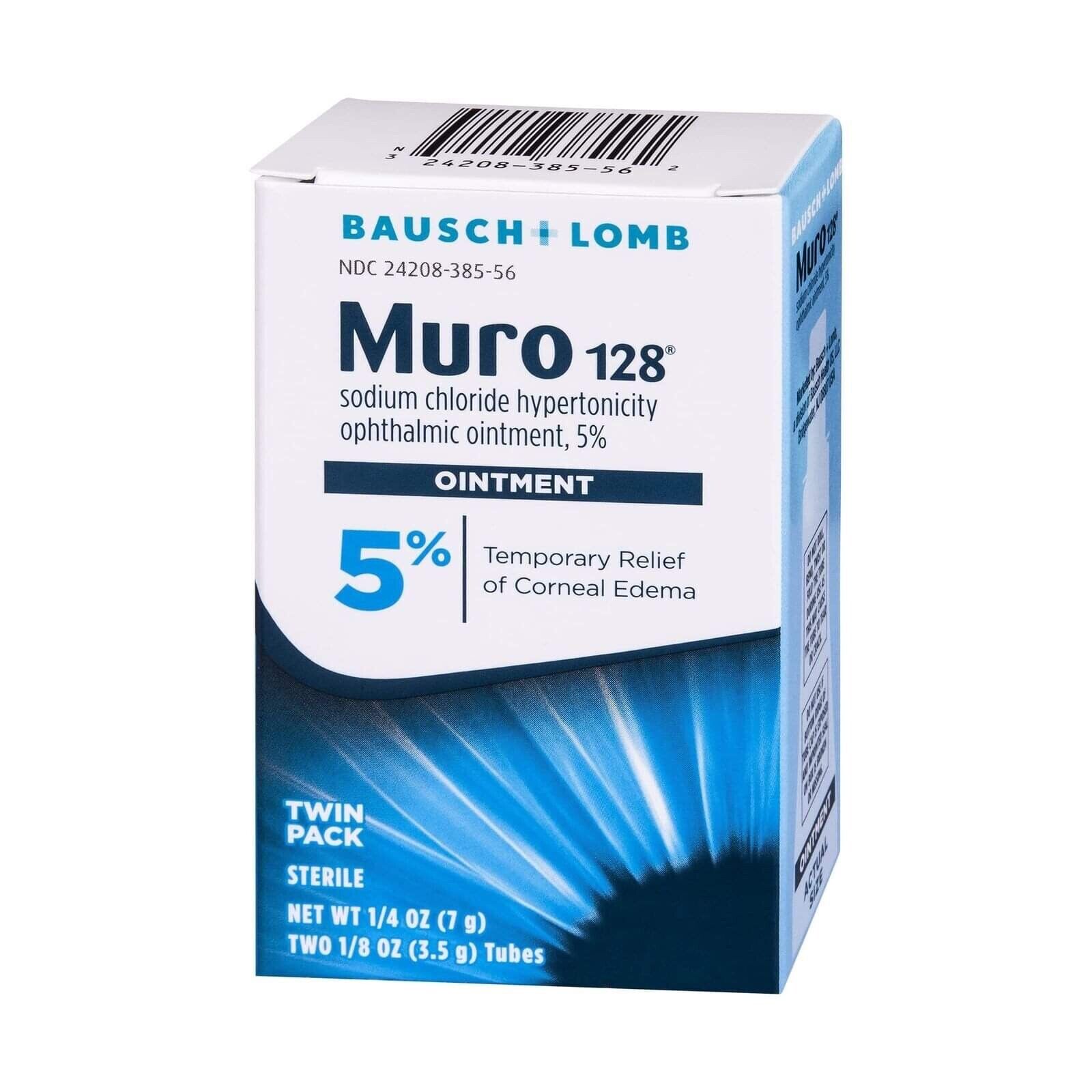 Bausch + Lomb Muro 128 Hypertonicity Ophthalmic Ointment Twin Pack 0.25 Oz 3/26