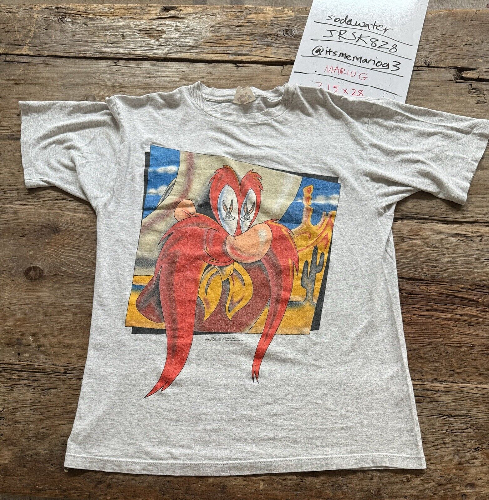 Vintage Looney Tunes XL Yosemite Sam Shirt XL 1995 Bugs Bunny Disney cartoon