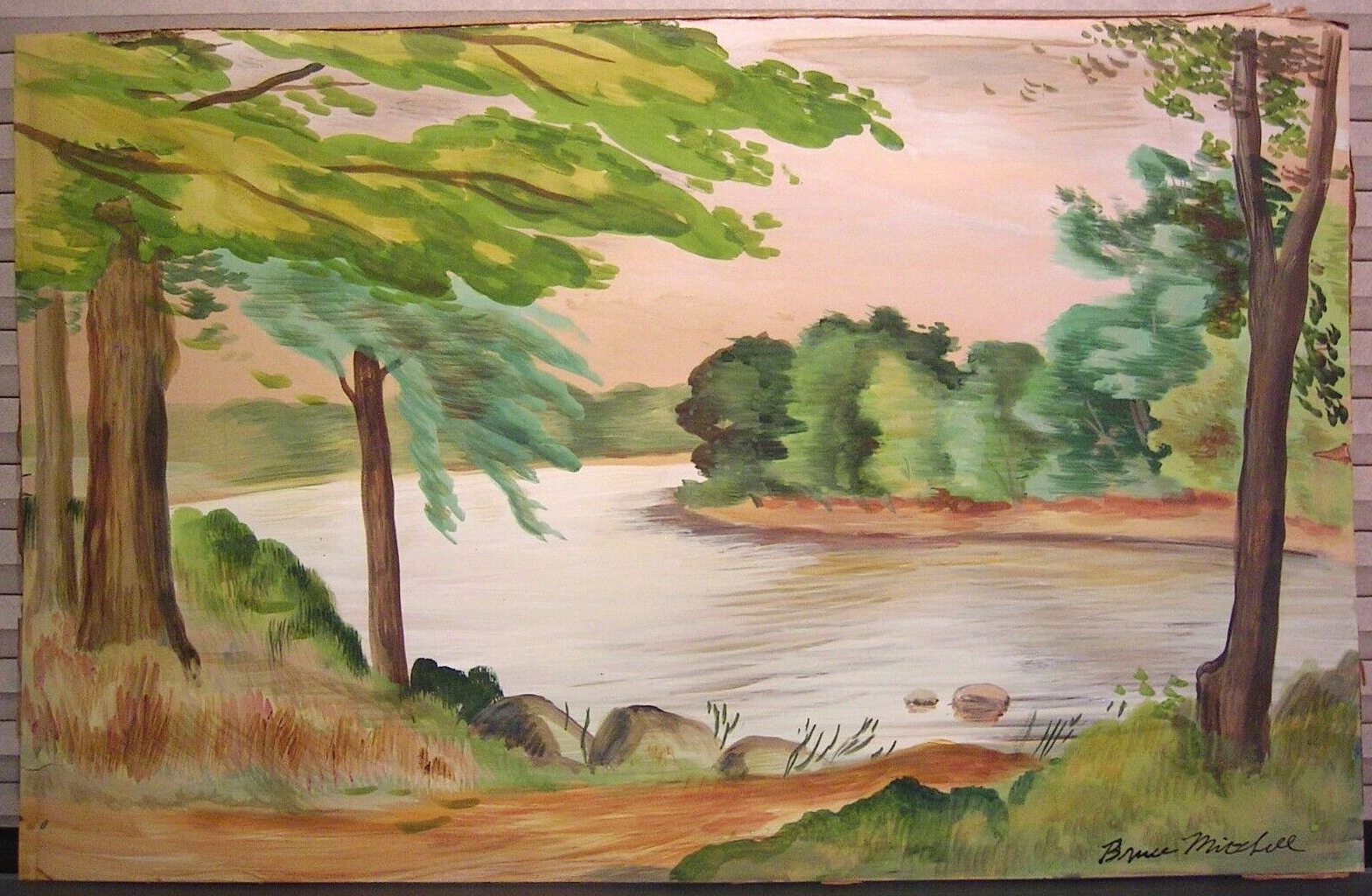 Vintage Bruce Mitchell Signed Watercolor Painting Landscape