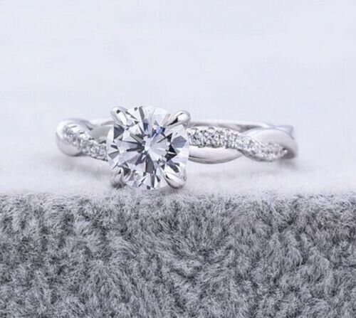 Round Cut Lab-Grown Diamond Birthday Pretty Attractive Ring In 14K White Gold