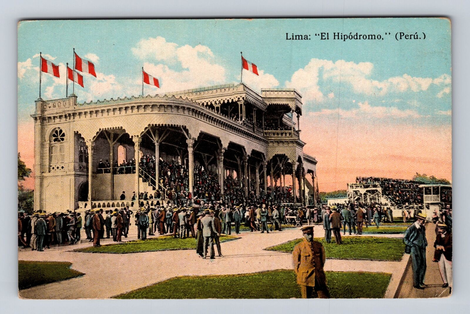 Lima-Peru, El Hipodromo, Antique Vintage Souvenir Postcard