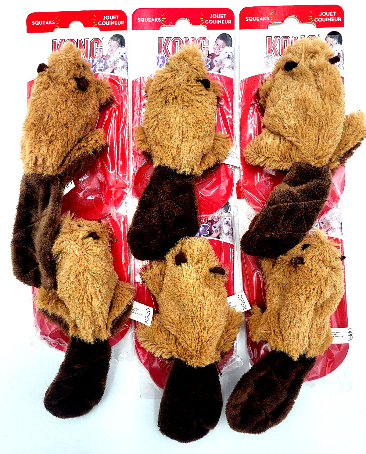 Kong Dr Noyz (6) Plush Squeaky Beaver XS Puppy Dog Fetch Toy With Xtra Squeakers