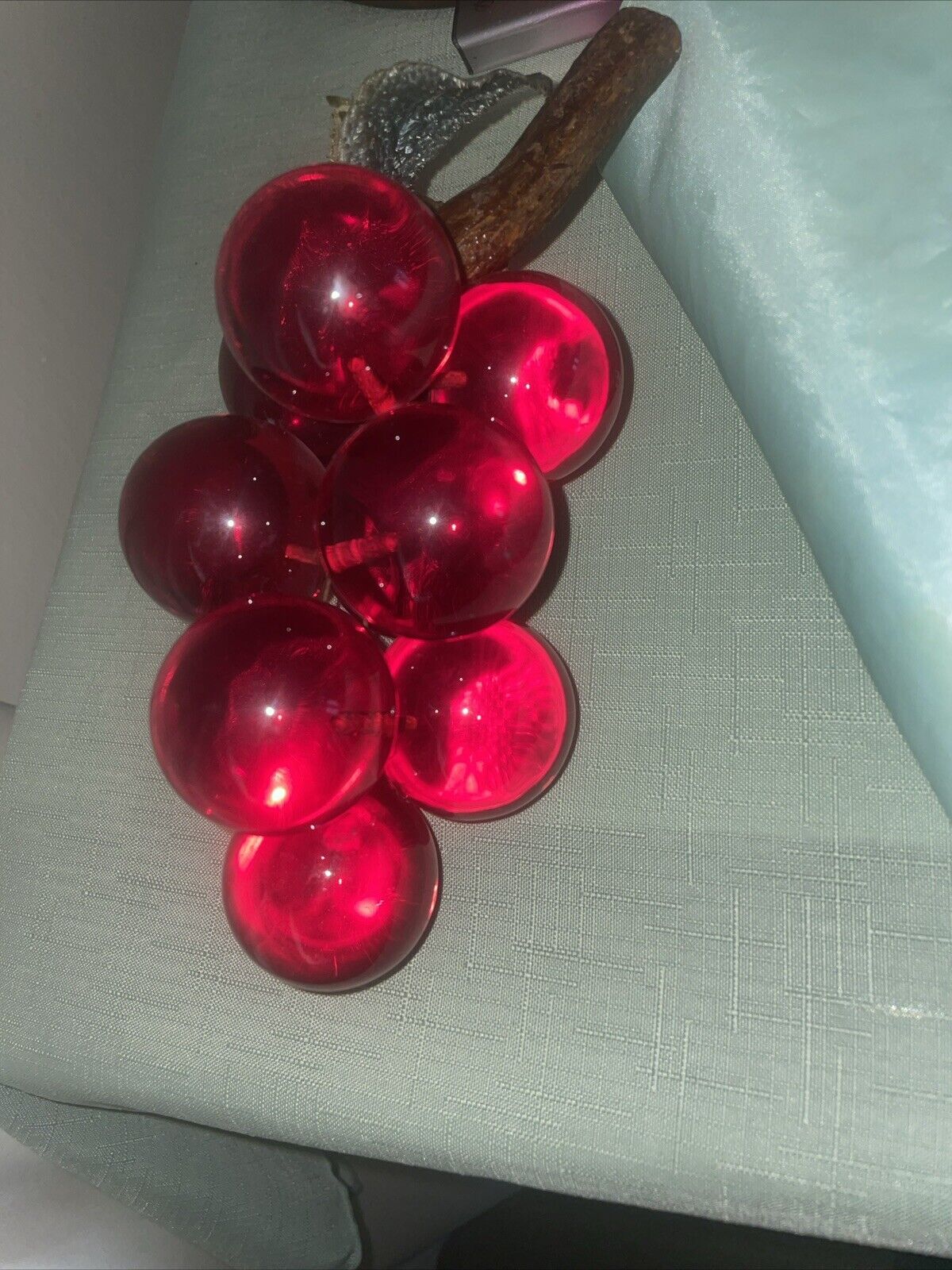 Vintage mid century red Lucite Cluster of 10  8” Grapes