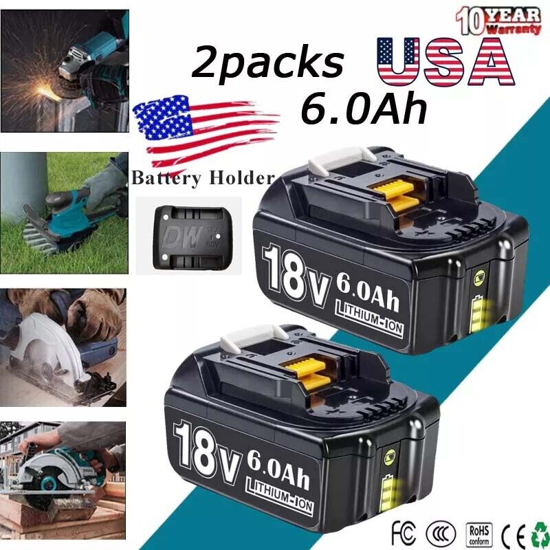 2Pack For Makita 18V 6.0Ah LXT Lithium-Ion Tool Battery BL1830 BL1850 BL1860 6.0