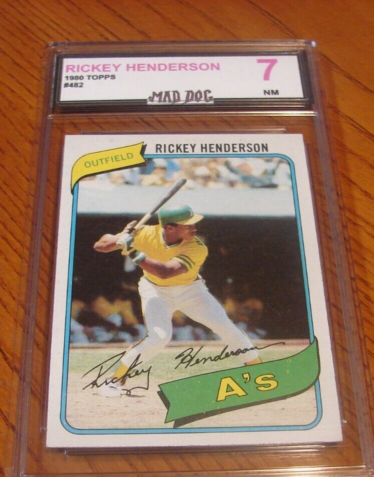 RICKEY HENDERSON Rookie****1980 TOPPS---MINT 7---#482--SET BREAK---A\'s***MAD DOG