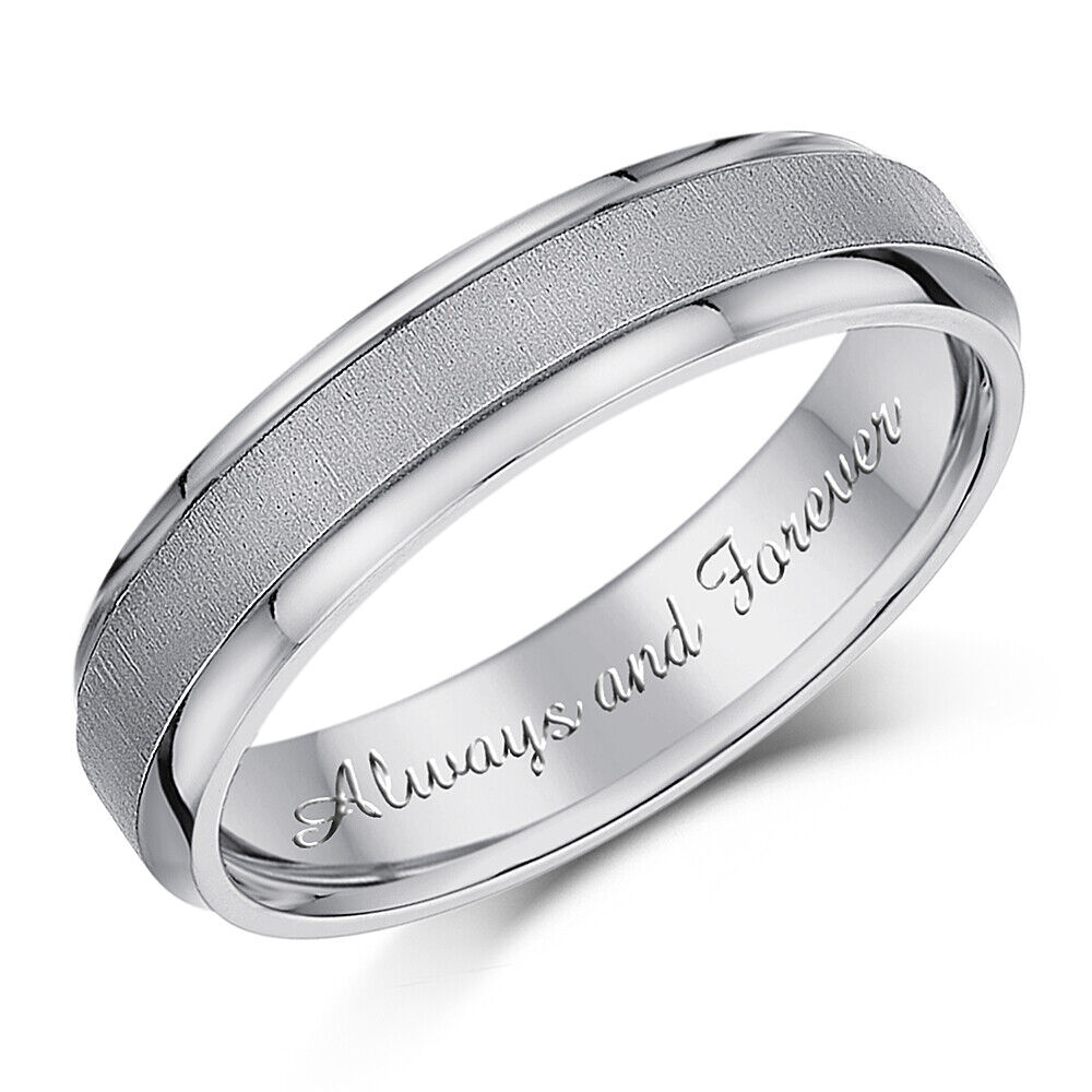 5mm \'Always and Forever\' Engraved Titanium Matt & Polished Wedding Ring