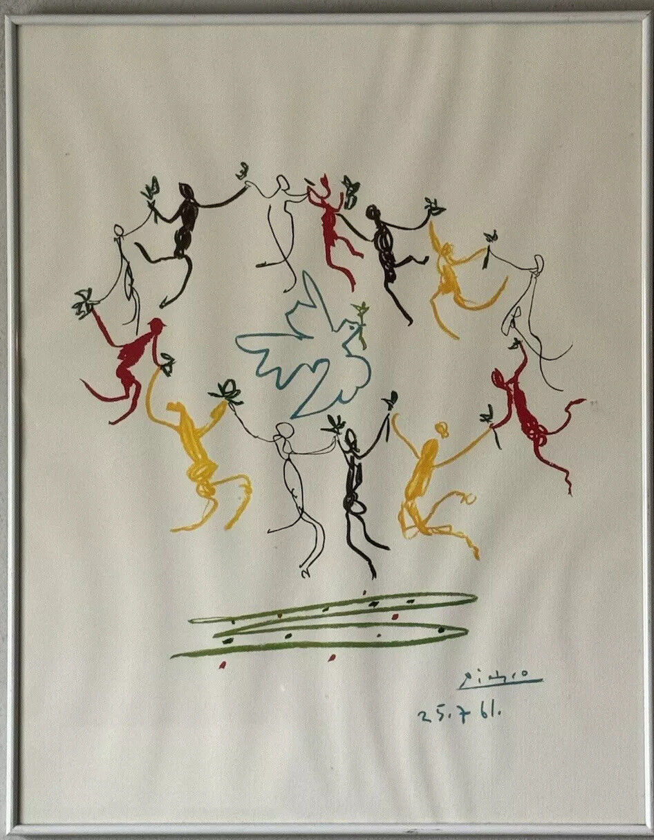 PABLO PICASSO VINTAGE MODERN ABSTRACT DANCERS LITHOGRAPH OLD CUBISM CUBIST 1961
