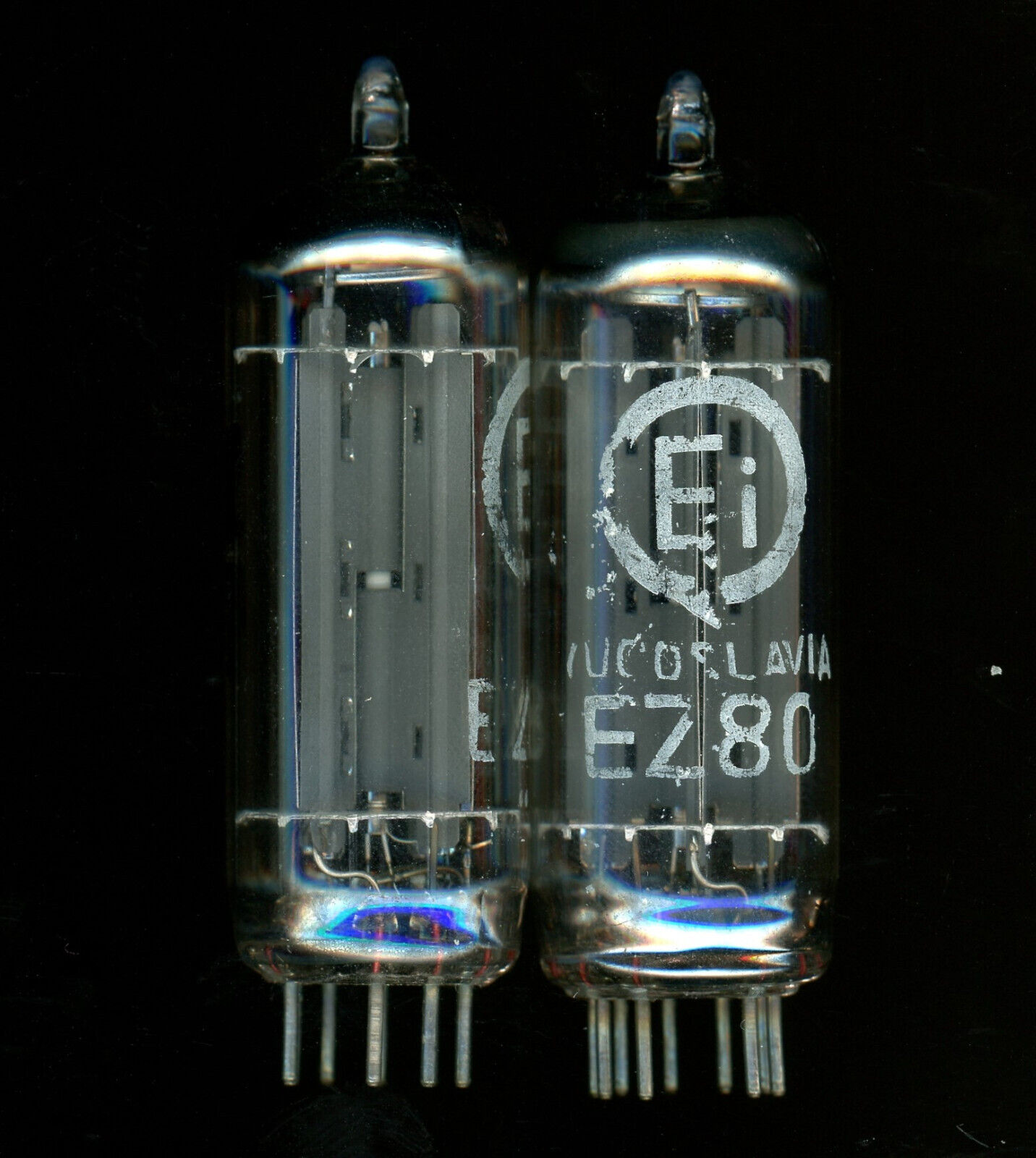 NOS Matched Pair OLD EI EZ80 6V4 Tubes Fully Tested 98/97 98/97 Etched Codes
