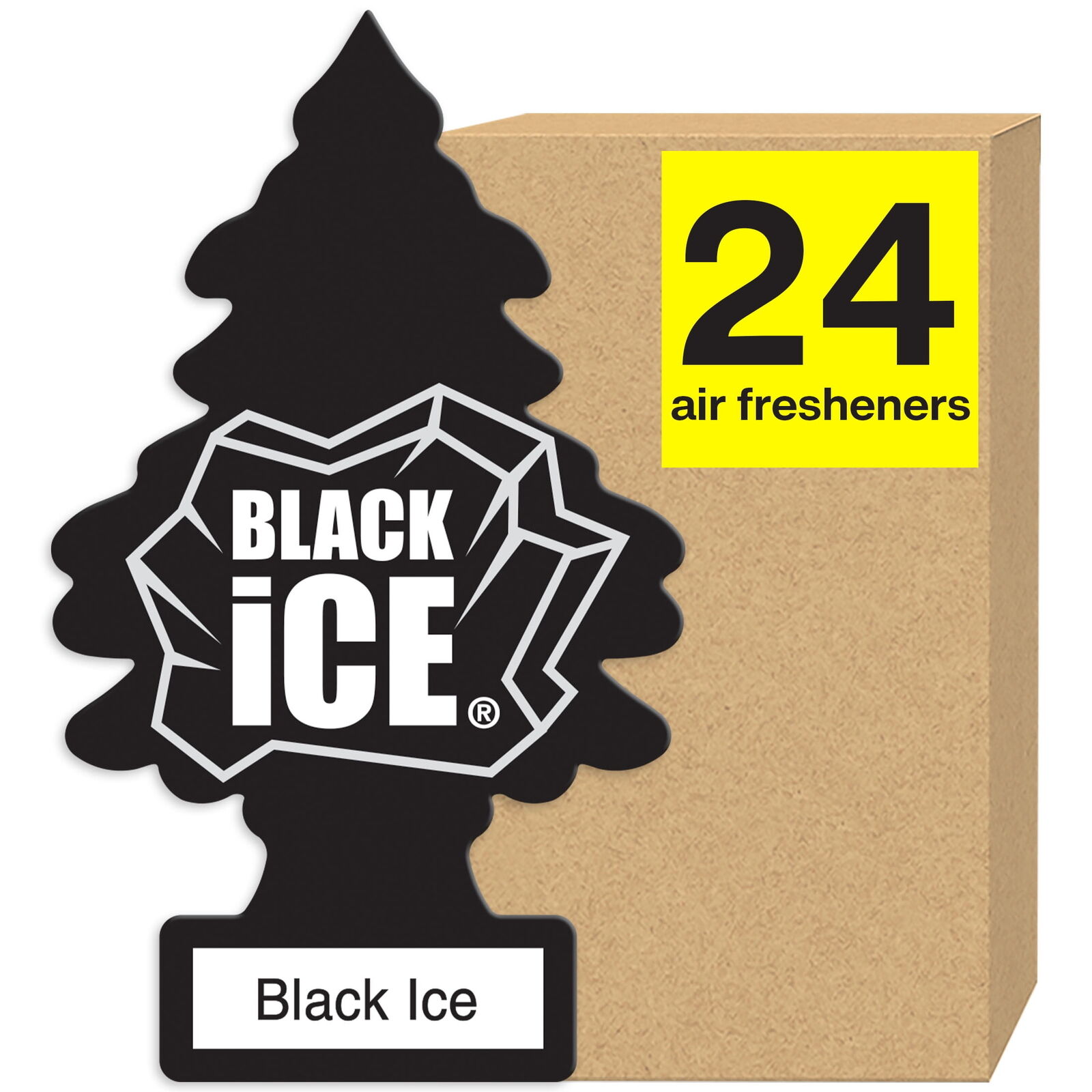Little Trees Auto Air Freshener, Hanging Card, Black Ice 24-Pack