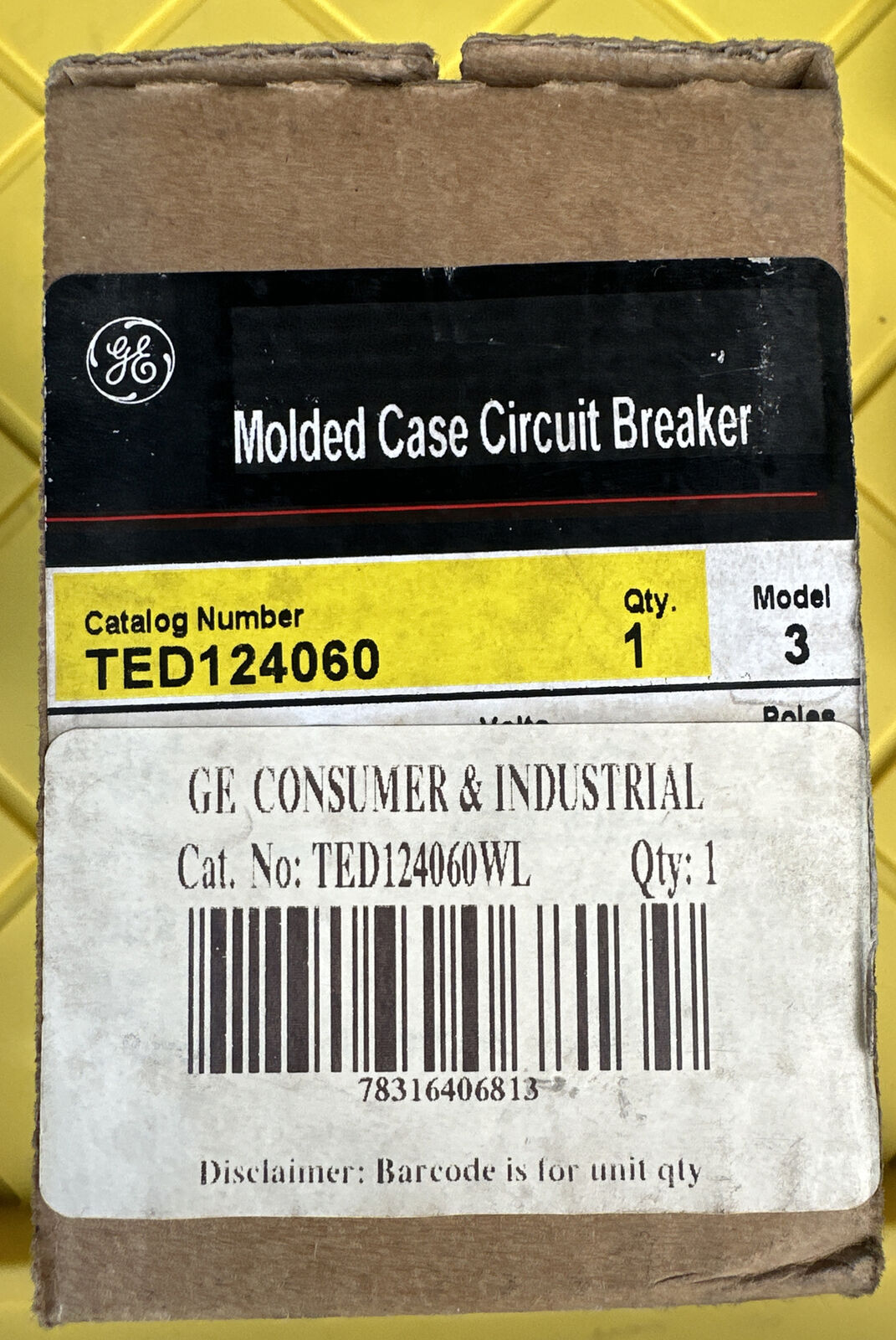 GE TED124060 Molded Case Circuit Breaker ~ 60 Amp - Surplus/1Yr Warranty