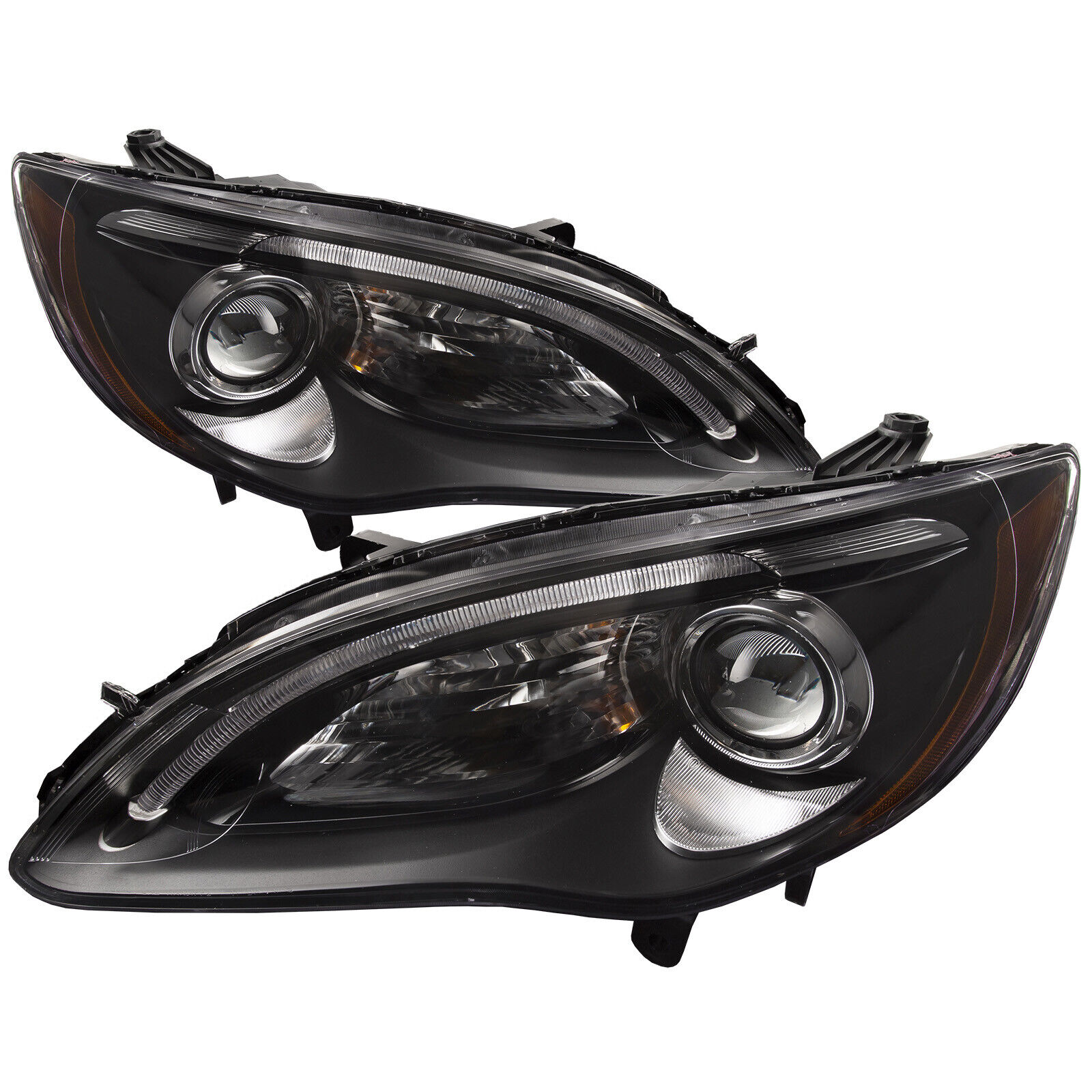 Headlights Set Halogen Black 4Door/Conv Pair Fits 11-2014 Chrysler 200 S-Model