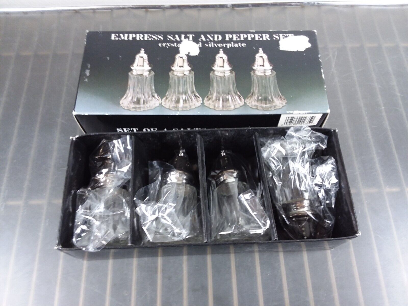 Empress Salt and Pepper set of 4 Crystal Silver plated set of 4 Godinger
