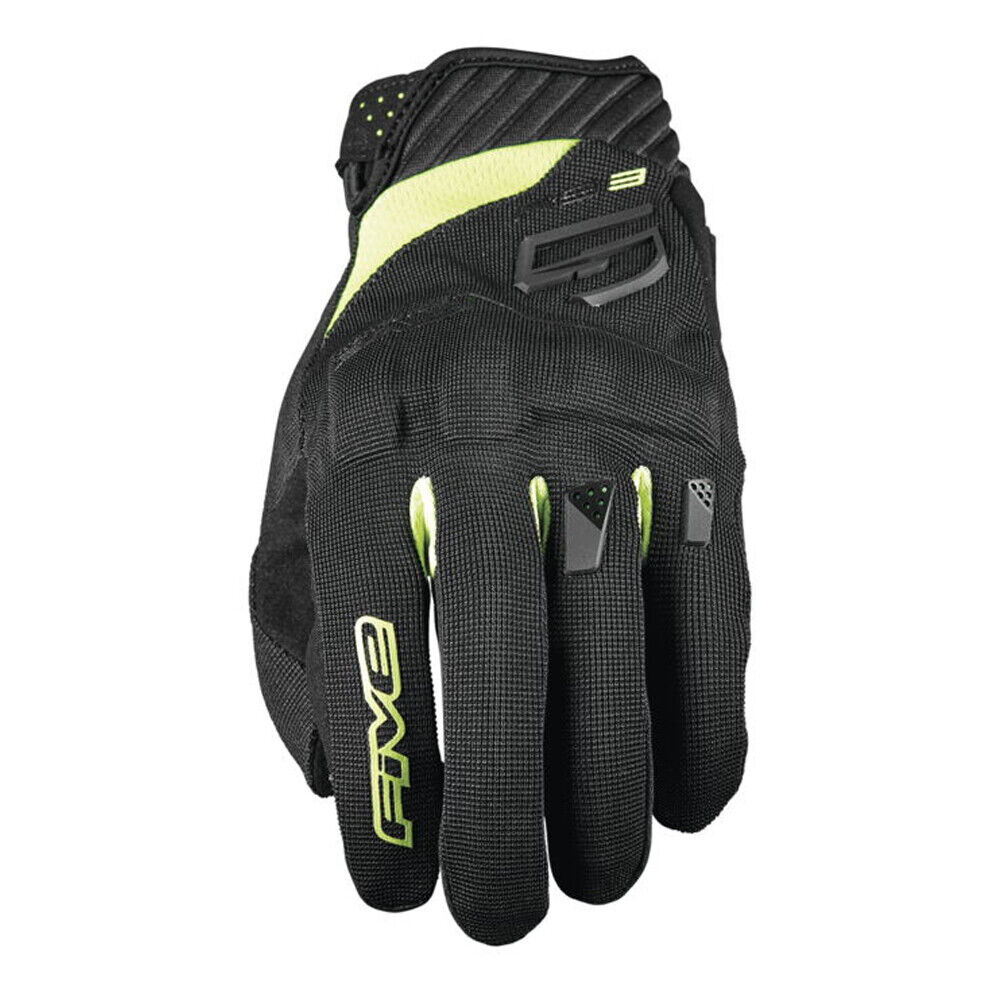 Five5 Gloves RS3 Evo Black and Yellow Motorcycle Gloves Men's Sizes MD - 3XL