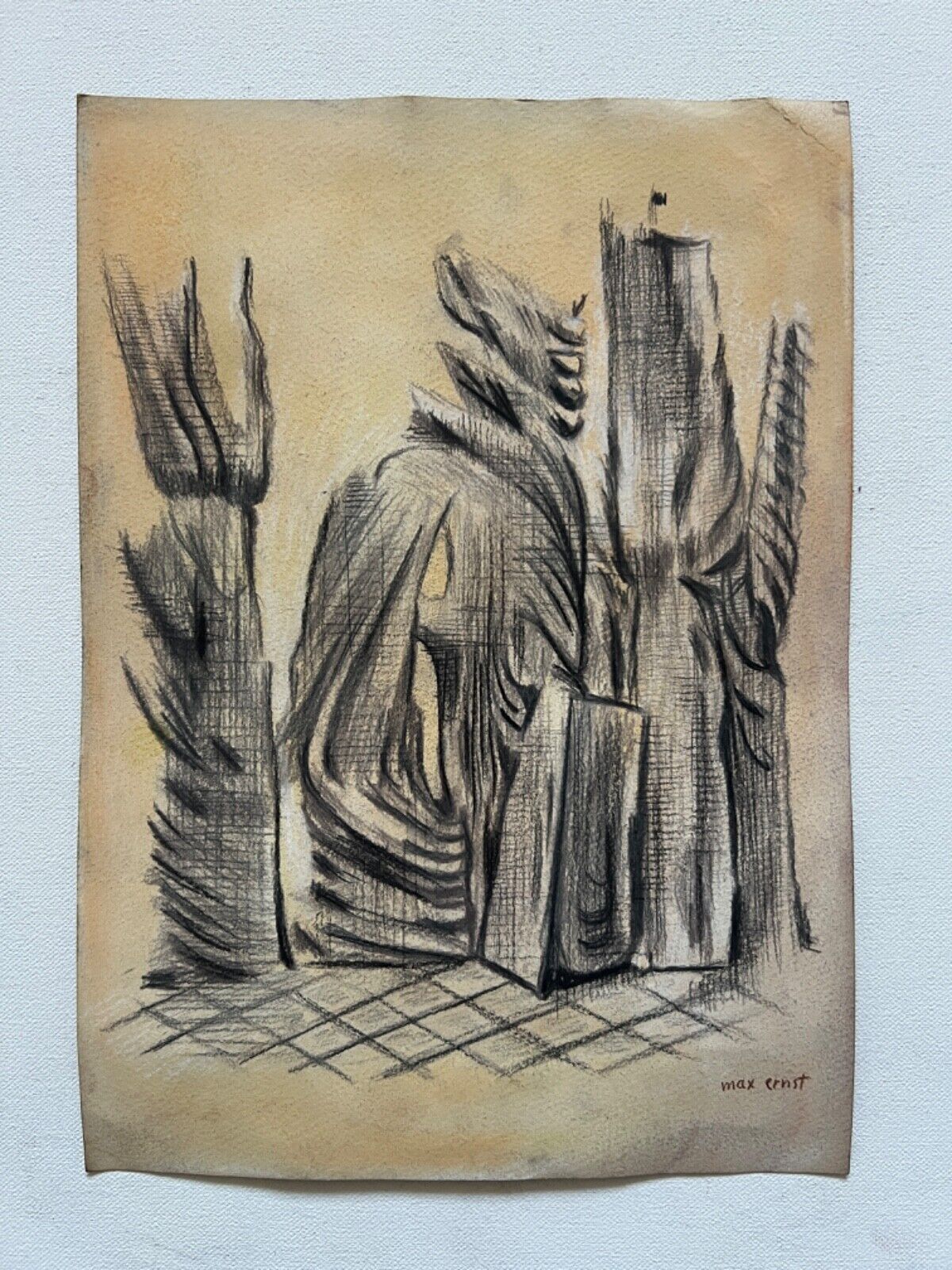 Max Ernst Drawing on paper (Handmade) signed and stamped mixed media