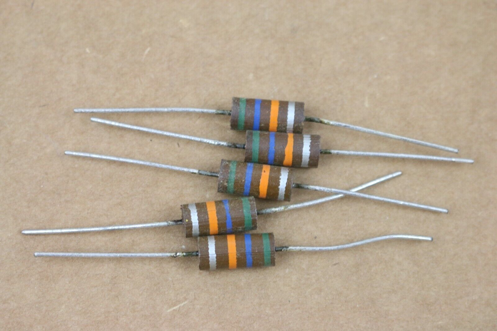 Lot of 5 Vintage 56k Ohm Resistor 2W 10% NOS Carbon Comp Tested, Axial, 2 Watt