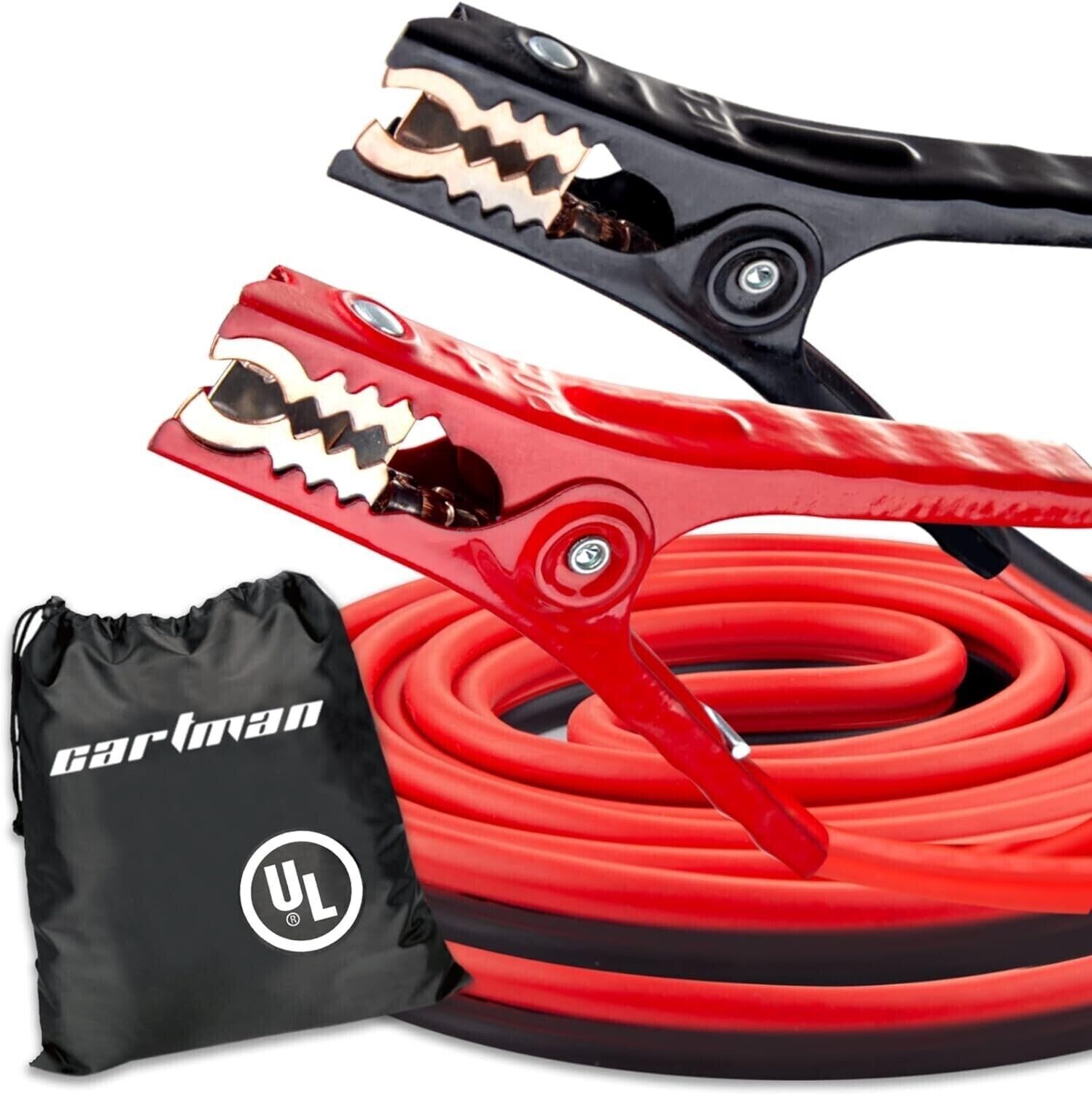 CARTMAN 2 Gauge 16 Feet Jumper Cables UL Listed Heavy Duty Booster Cables