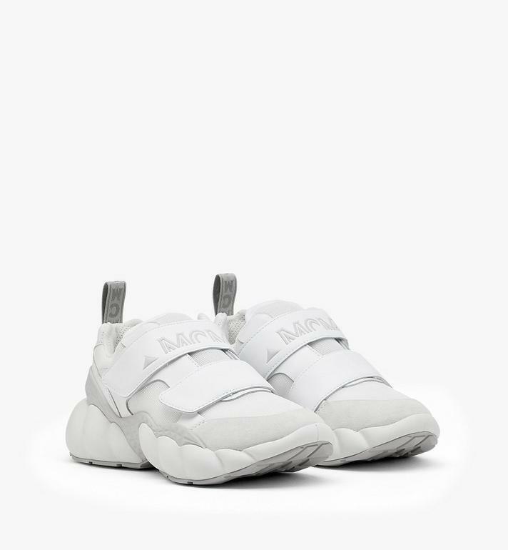 $725 MCM Women\'s Milano Himmel White Leather Nylon Low-Top Sneaker MES9ANX07WT