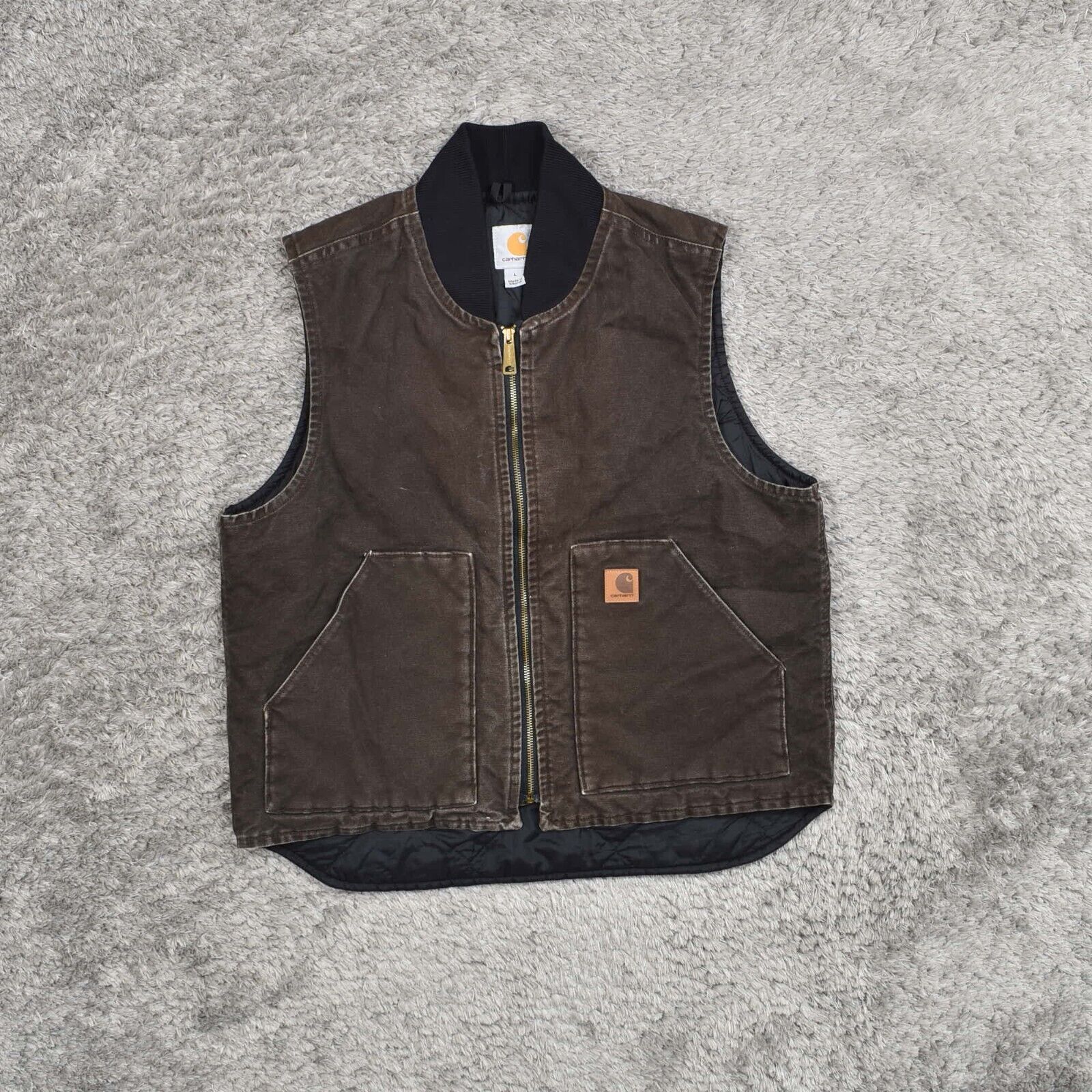 Carhartt Men\'s Size L Classic Jacket Brown Cotton V02-DK8