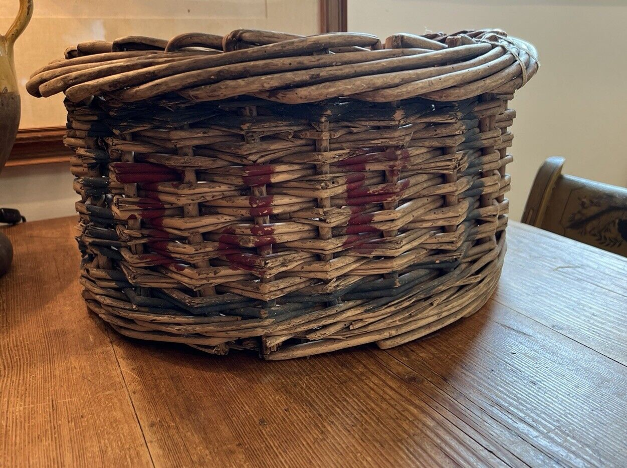 Antique French Wicker Harvest Wine Basket