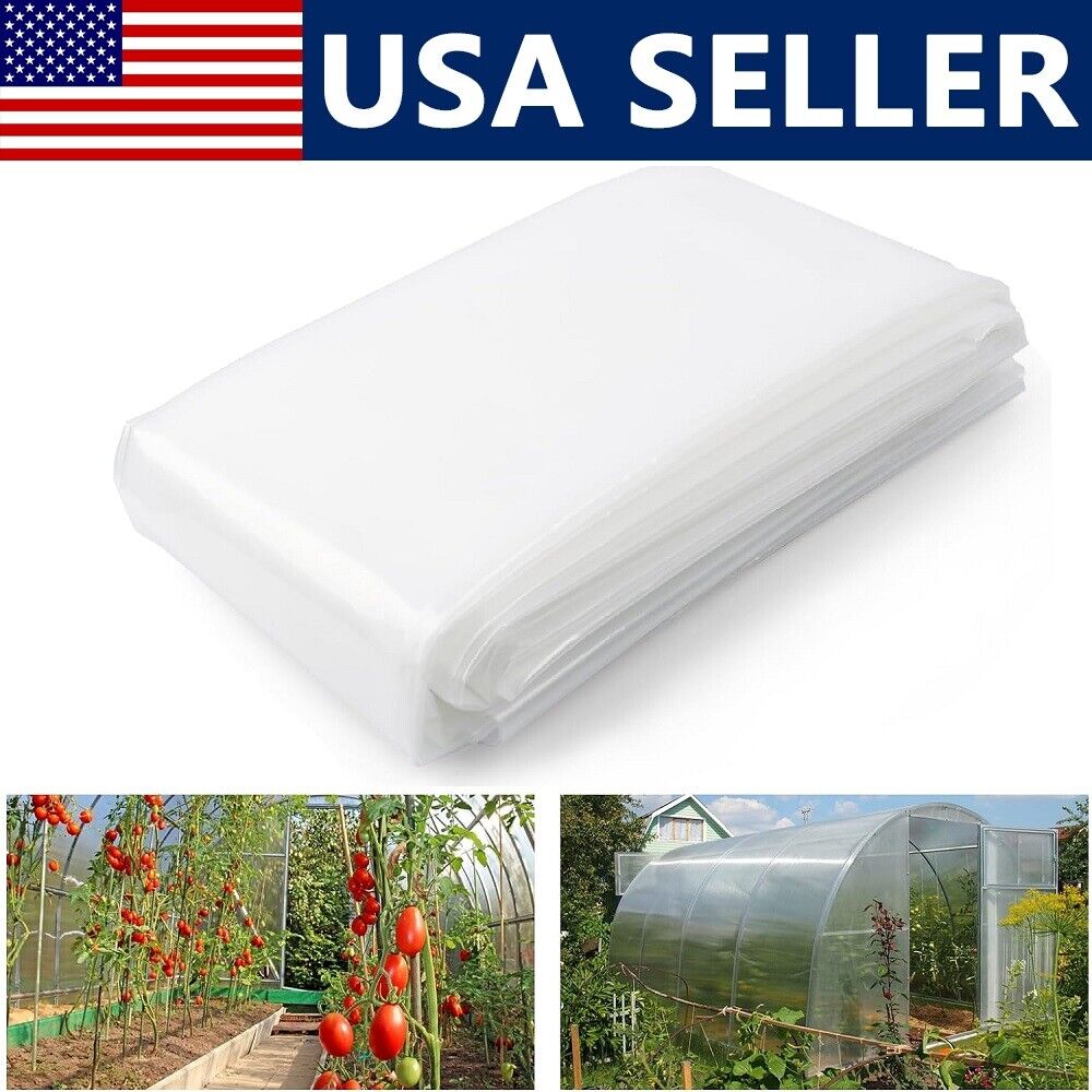 6 mil 5 Year Clear Greenhouse Plastic Film Sheeting Cover UV Resistant Poly Tarp