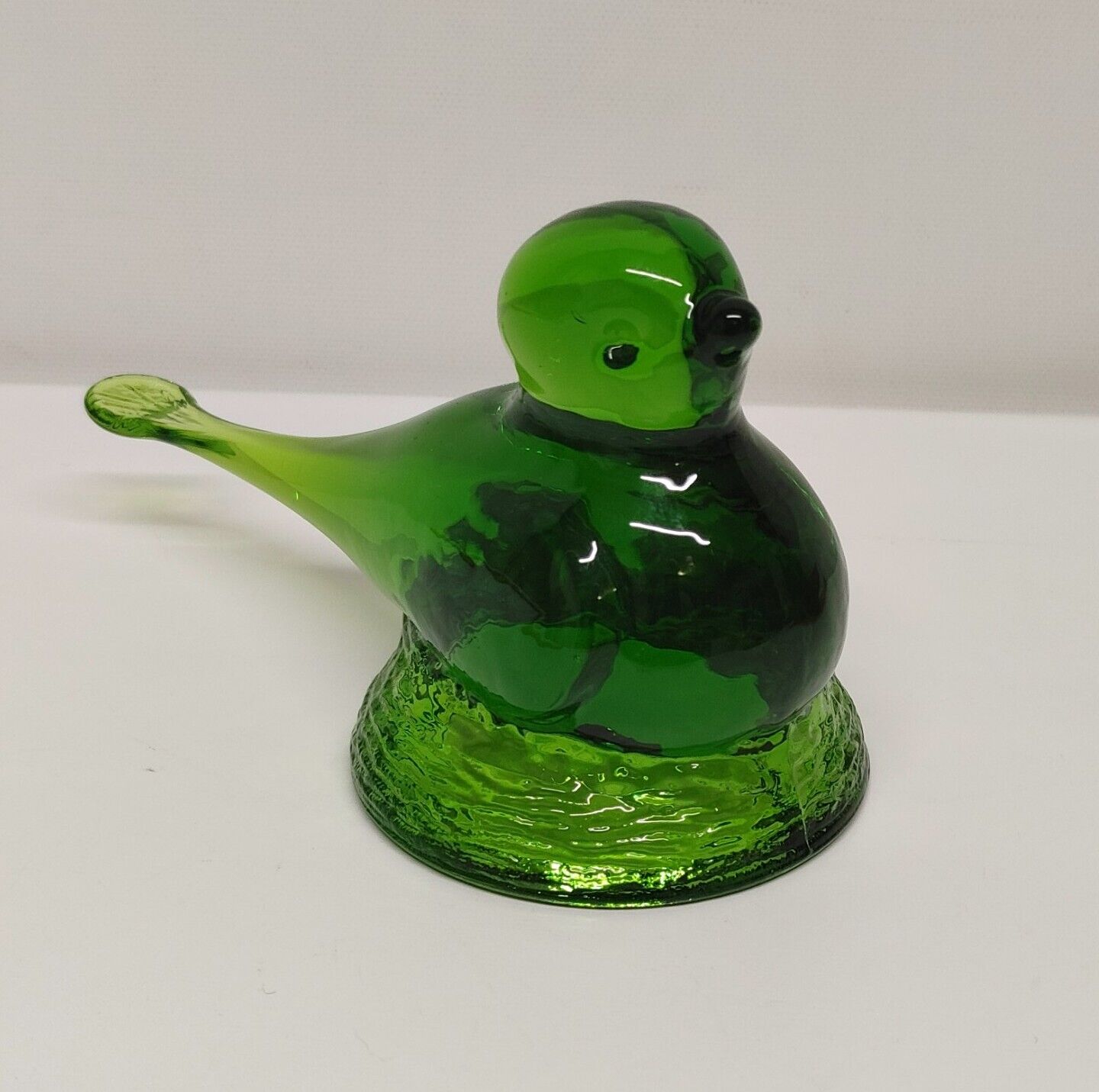 Vintage Kanawha Green Glass Bird Paperweight