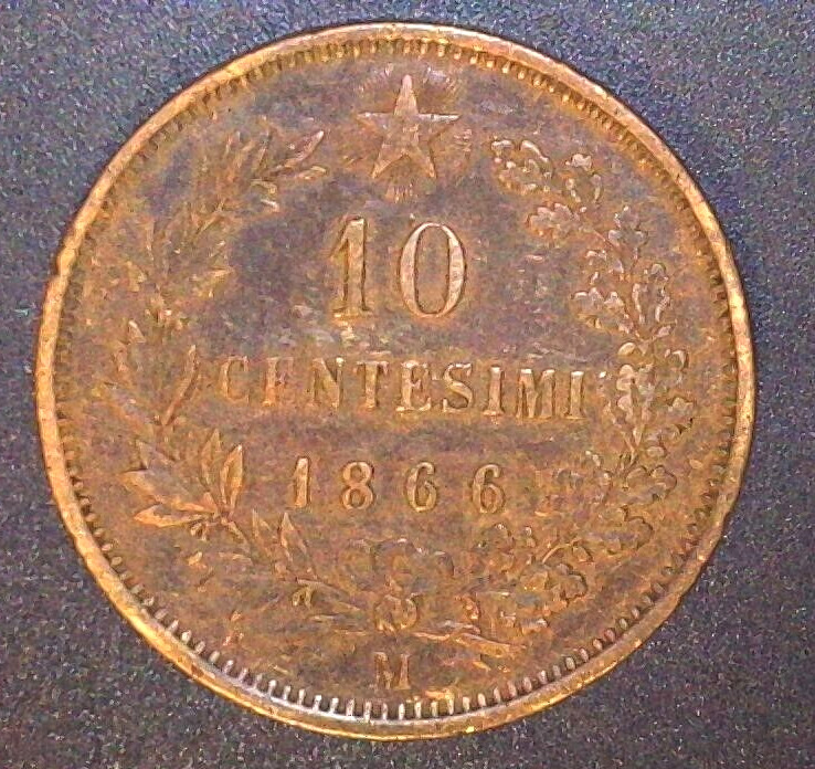 1866 ITALY 10 CENTESIMI