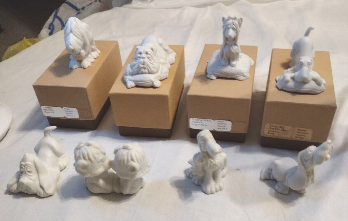 Hallmark Tailwaggers White Bisque Fine Porcelain Figurines 1975- 1983 lot of 8