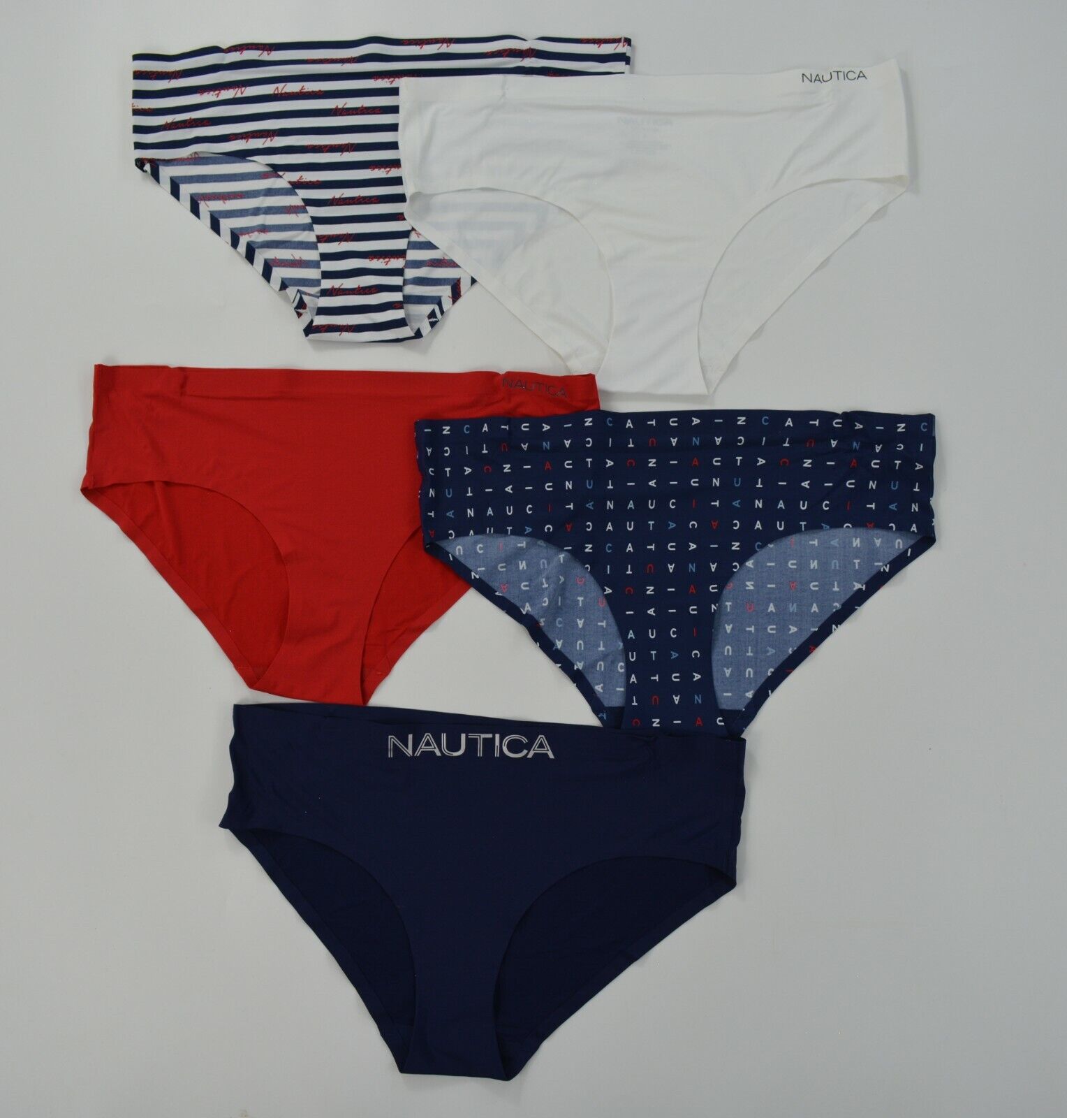 NWT Women\'s Nautica Seamless Intimates Hipster Briefs 5-Packs Printed Panties 