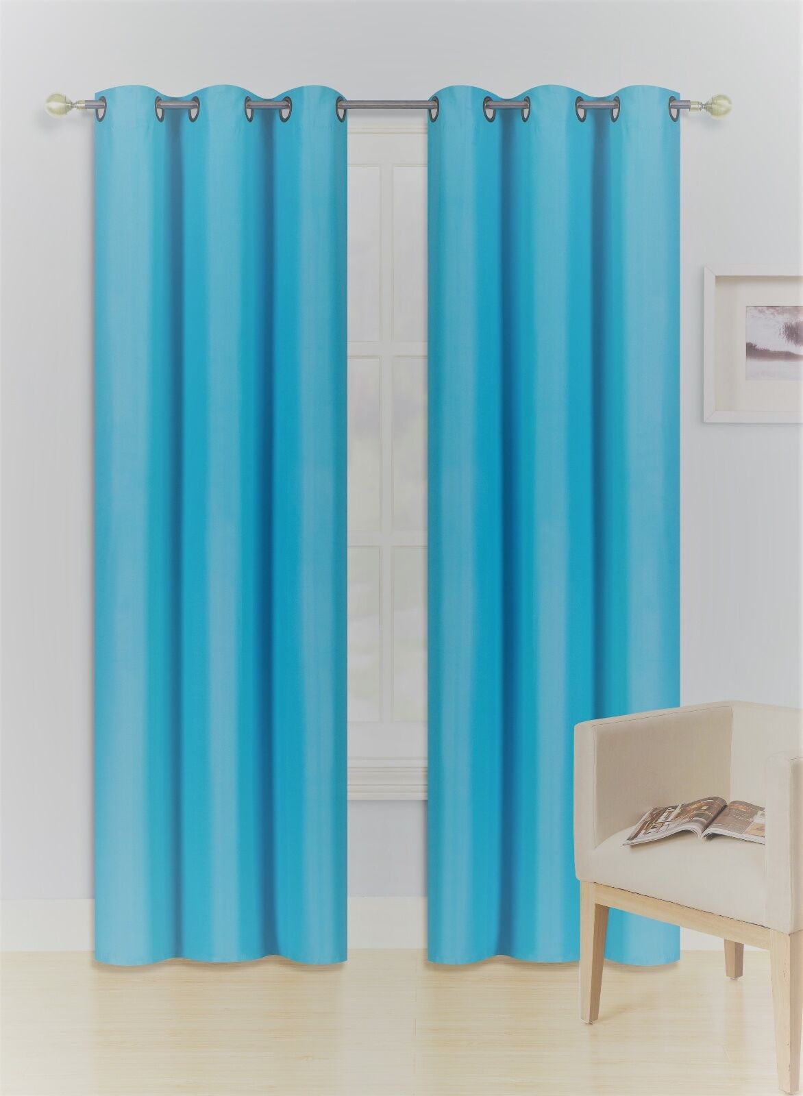 2PC Insulated Foam Lined Heavy Thick Blackout Grommet Window Curtain Panels KK92