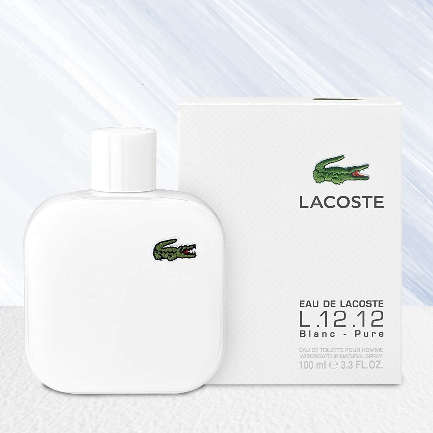 New Lacoste Men\'s Eau de Toilette Spray 3.3 oz Eau De Lacoste L12.12 Blanc Pure