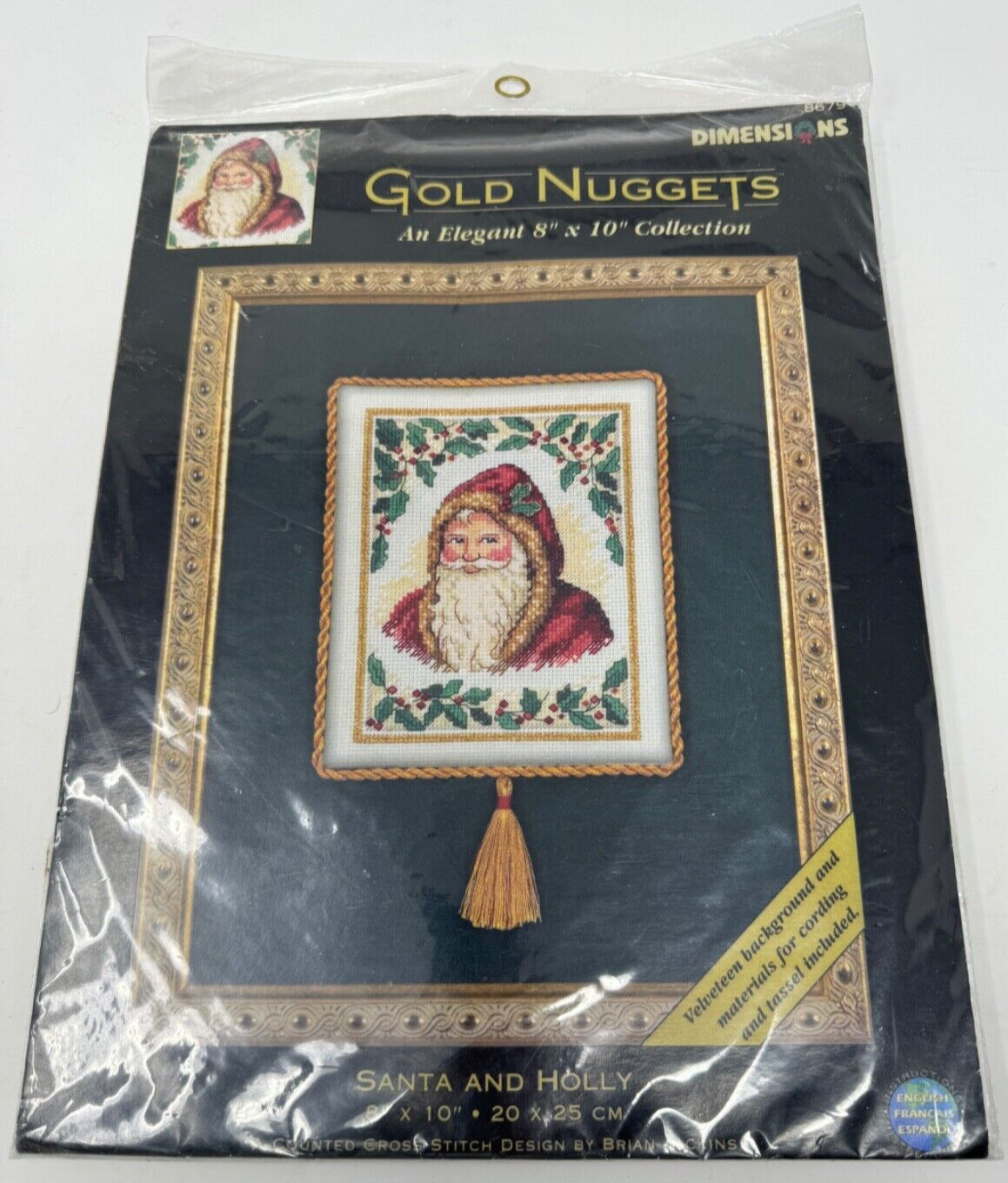 Vintage Dimensions Gold Nuggets Santa & Holly Cross Stitch Kit 8\