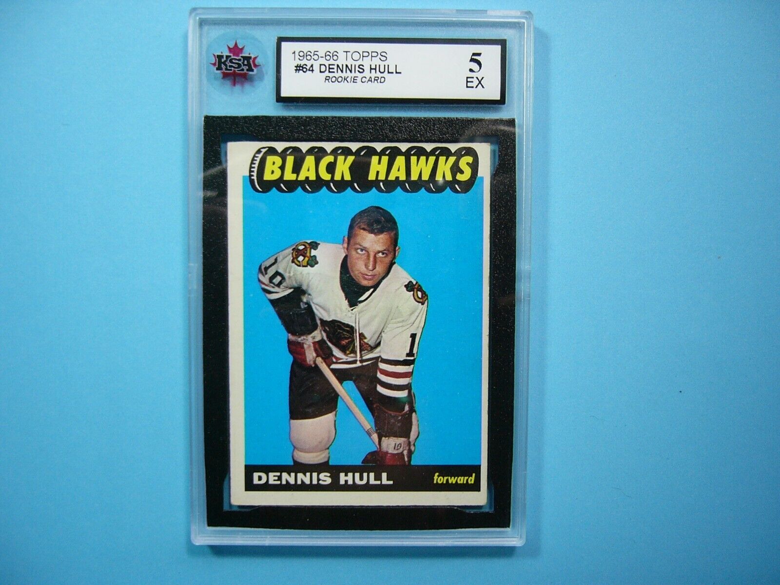 1965/66 TOPPS NHL HOCKEY CARD #64 DENNIS HULL ROOKIE RC KSA 5 EX SHARP TOPPS