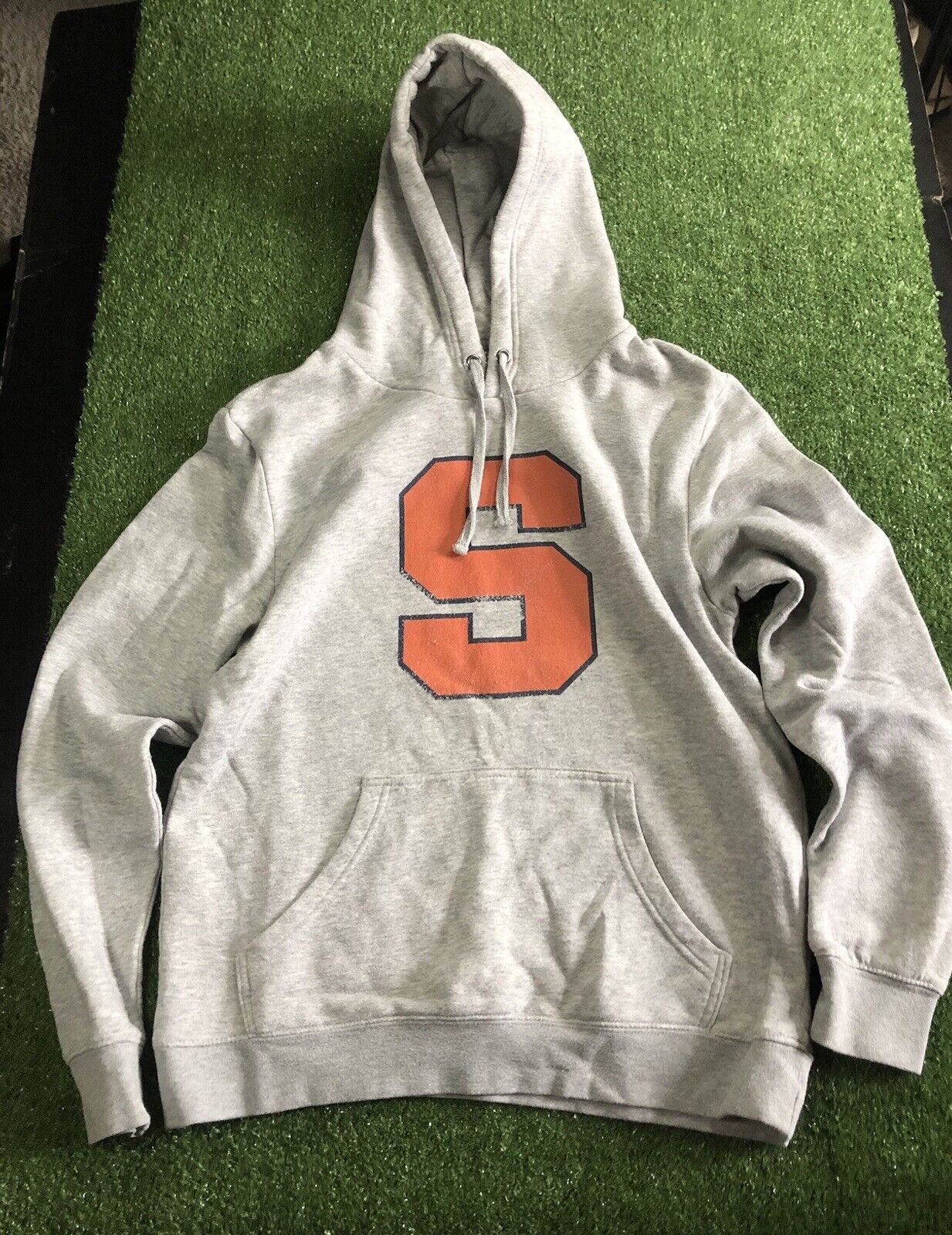 Vintage Syracuse University Orange Big S Pullover Hoodie Sweatshirt Gray Mens M
