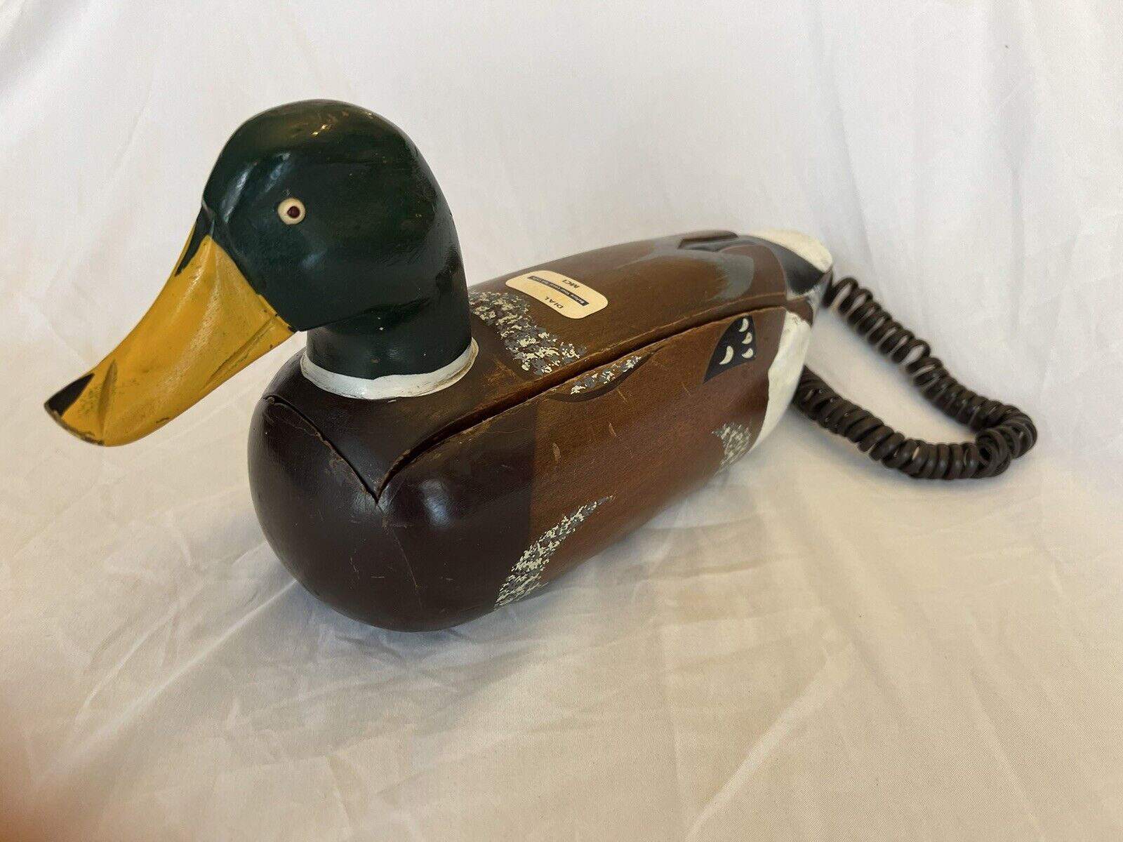 TeleMania Wooden Mallard Duck Decoy Wood Phone 90s Vintage UNTESTED