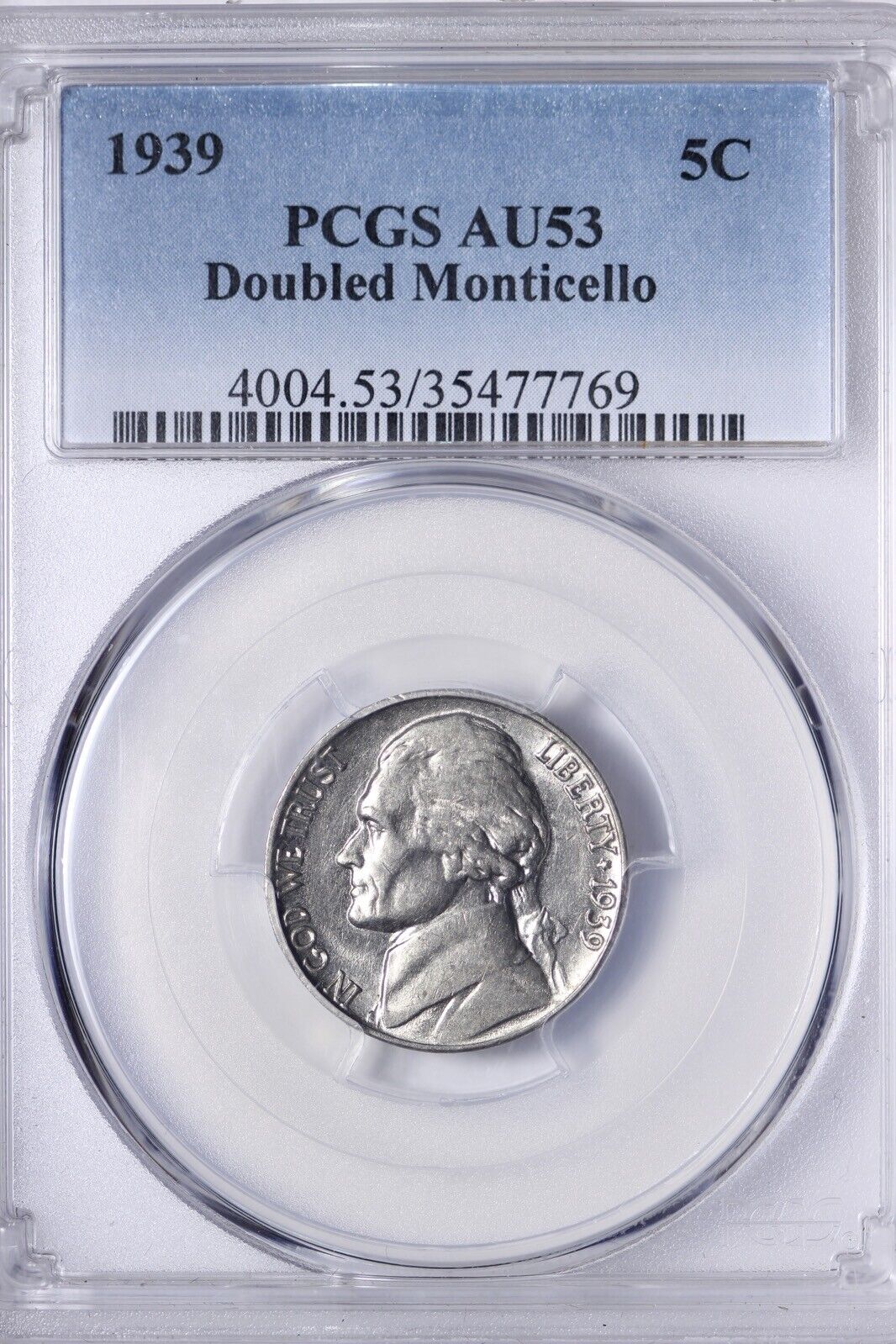 1939 Doubled Monticello Jefferson Nickel PCGS AU53 Sweet Coin ICMJ