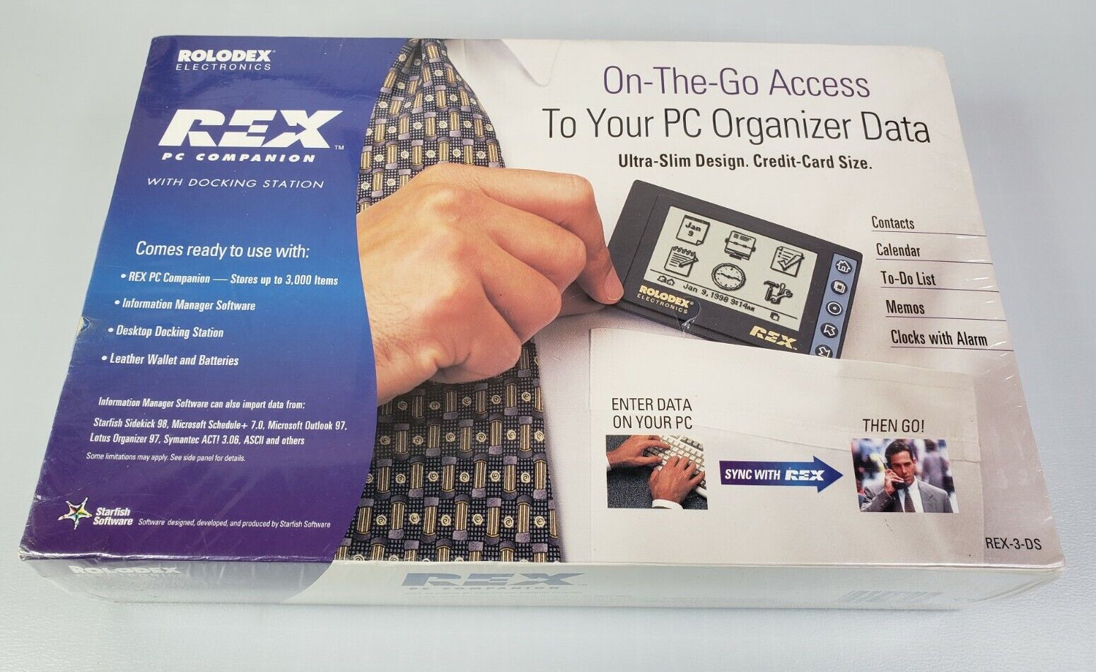 VTG 1998 Franklin Rolodex REX PC Companion REX-3-DS Electronic Organizer RARE 