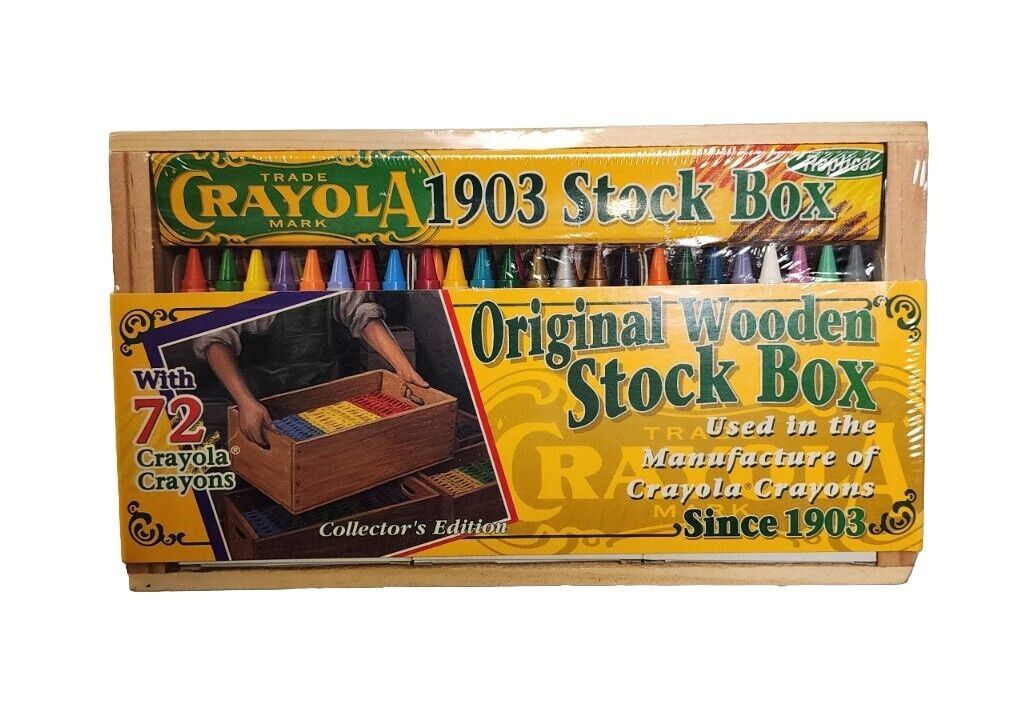 NEW Crayola Vintage 1903 Stock Box Replica SEALED 72 Crayons & Wooden Box