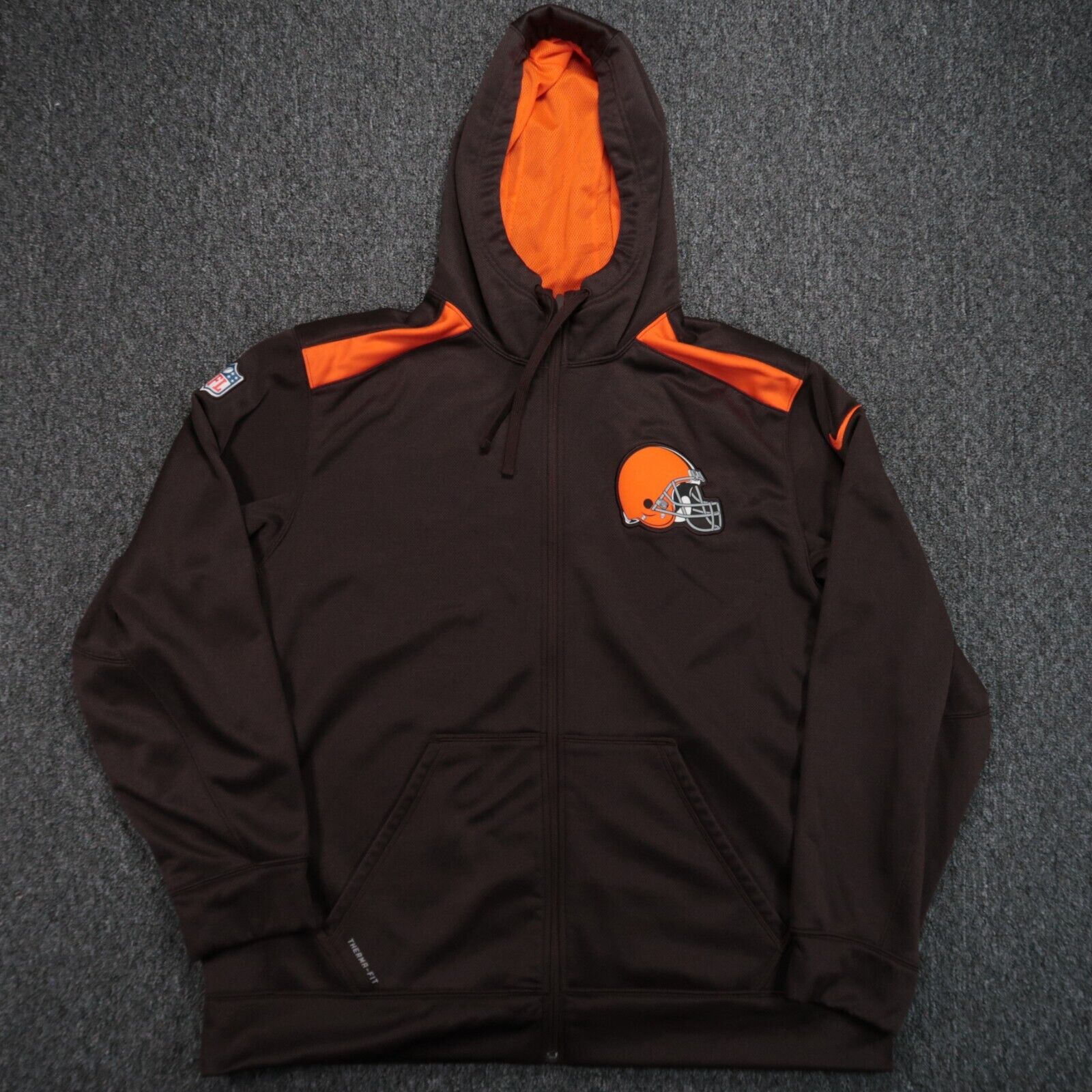 Cleveland Browns Hoodie Adult XXL Brown Nike Mens Therma Fit Onfield Apparel 2XL