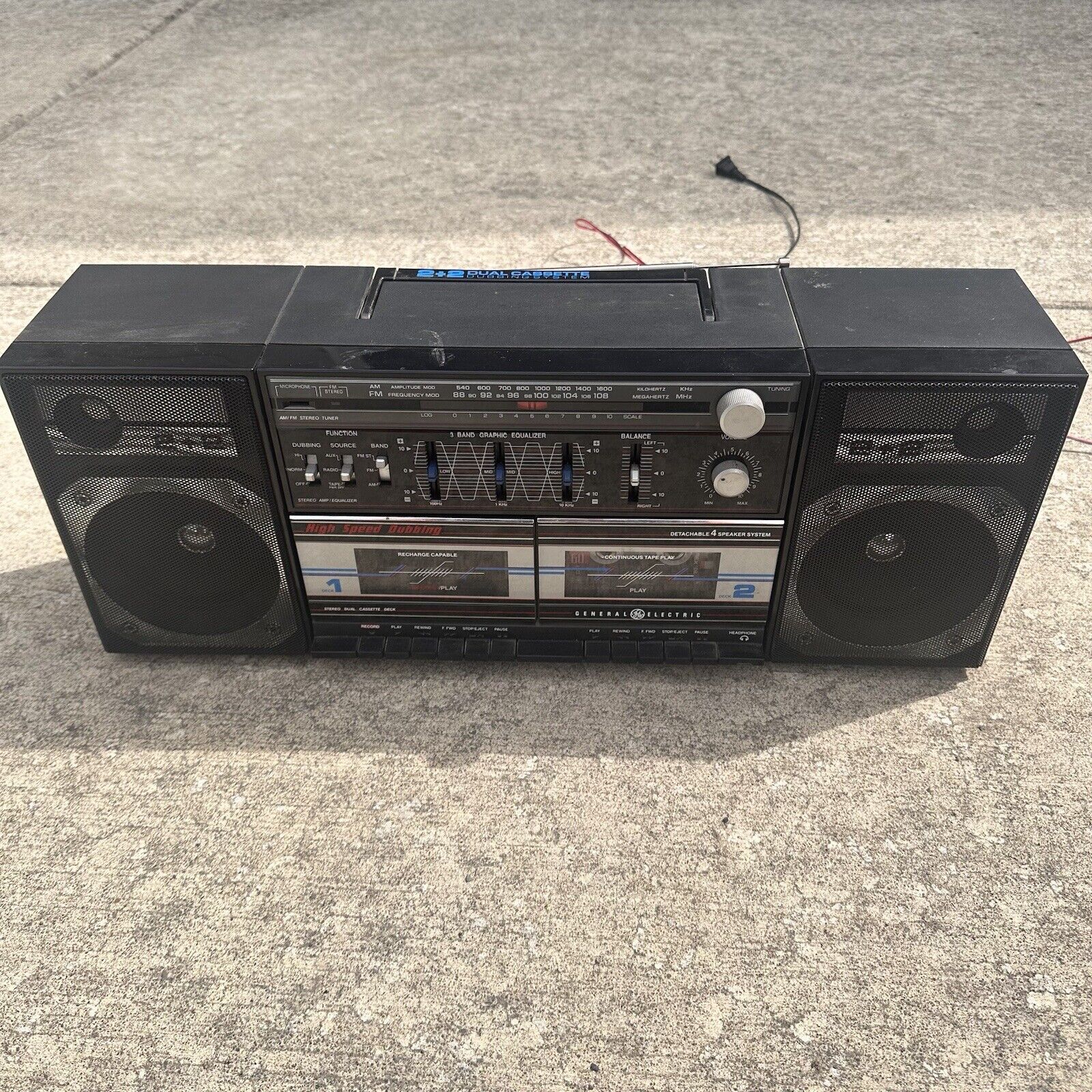 Vintage General Electric FM/AM Dual Cassette Dubbing 4-speakers 3-5671A System