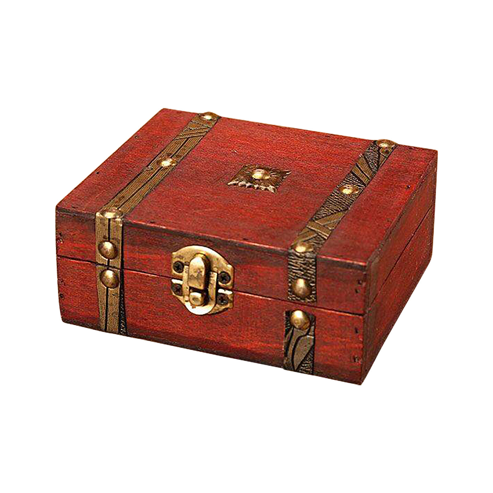 Vintage Decorative Wooden Jewelry Box Keepsake Chest Treasure Storage Box