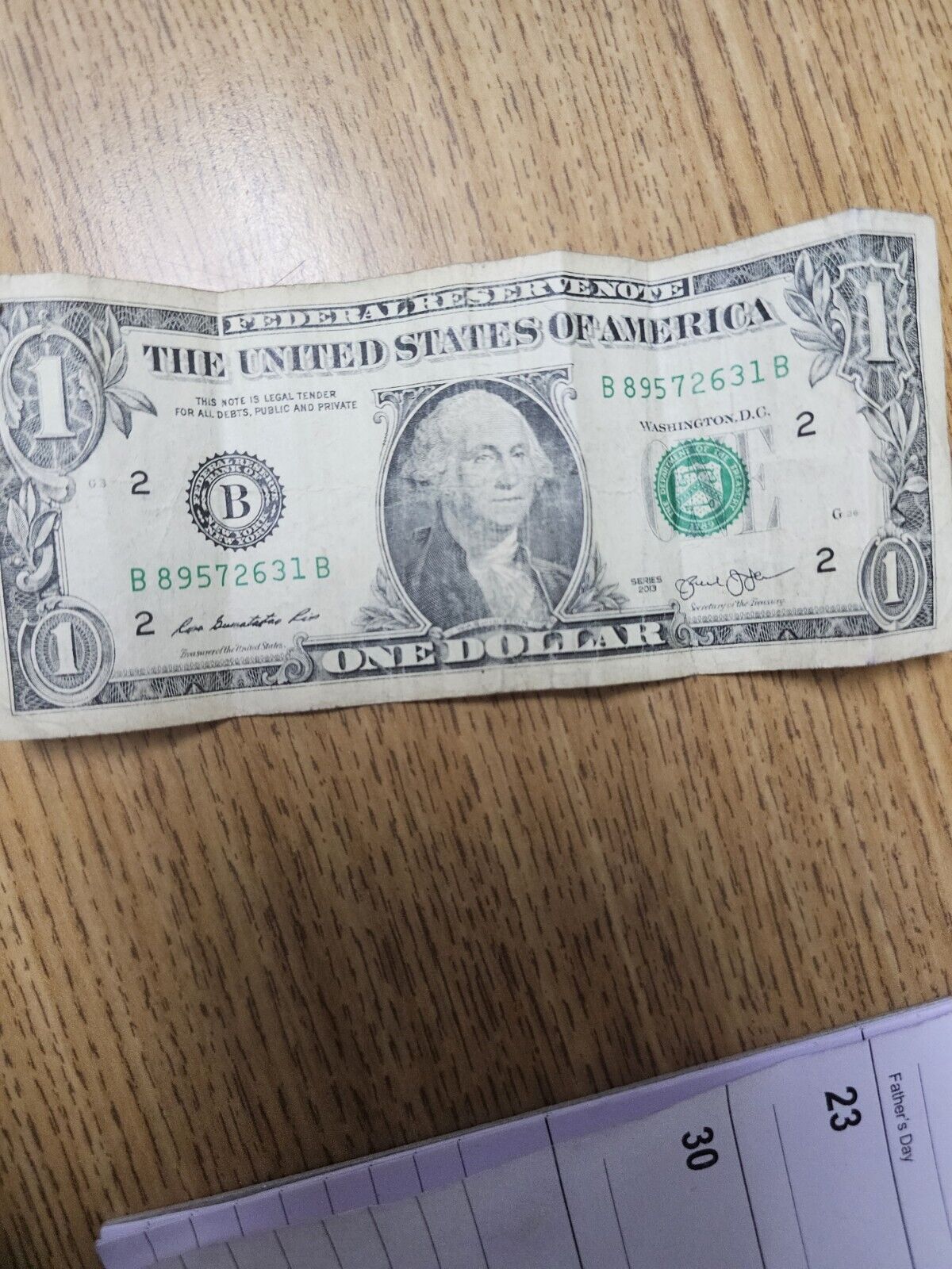 2013 1 dollar bill note b