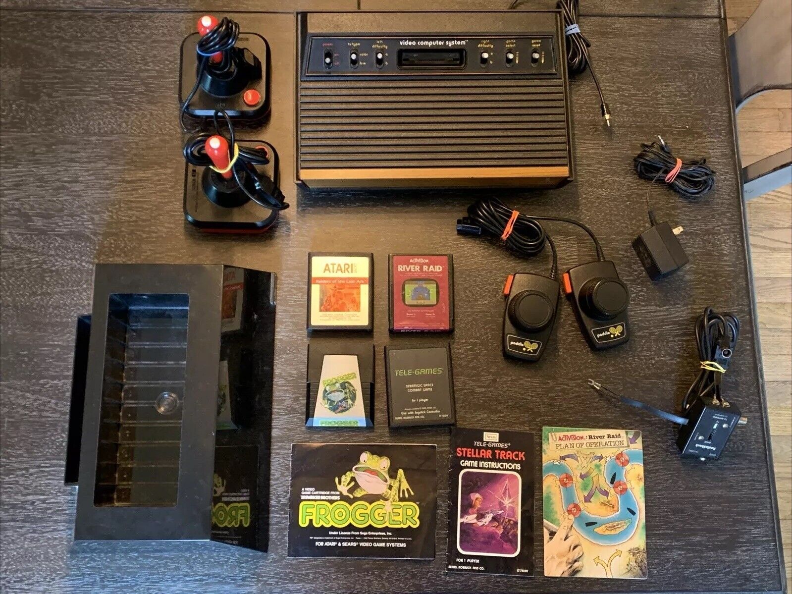 Atari CX2600 video computer system game console controllers 4 games manuals