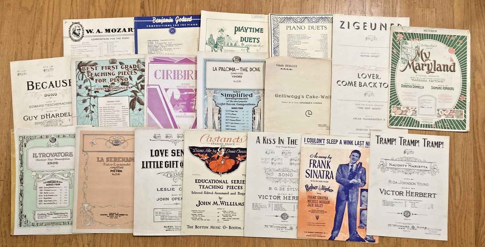 Lot Of 33 Antique Sheet Music - Early 1900s - Sinatra, Debussy...Crafts, Art...