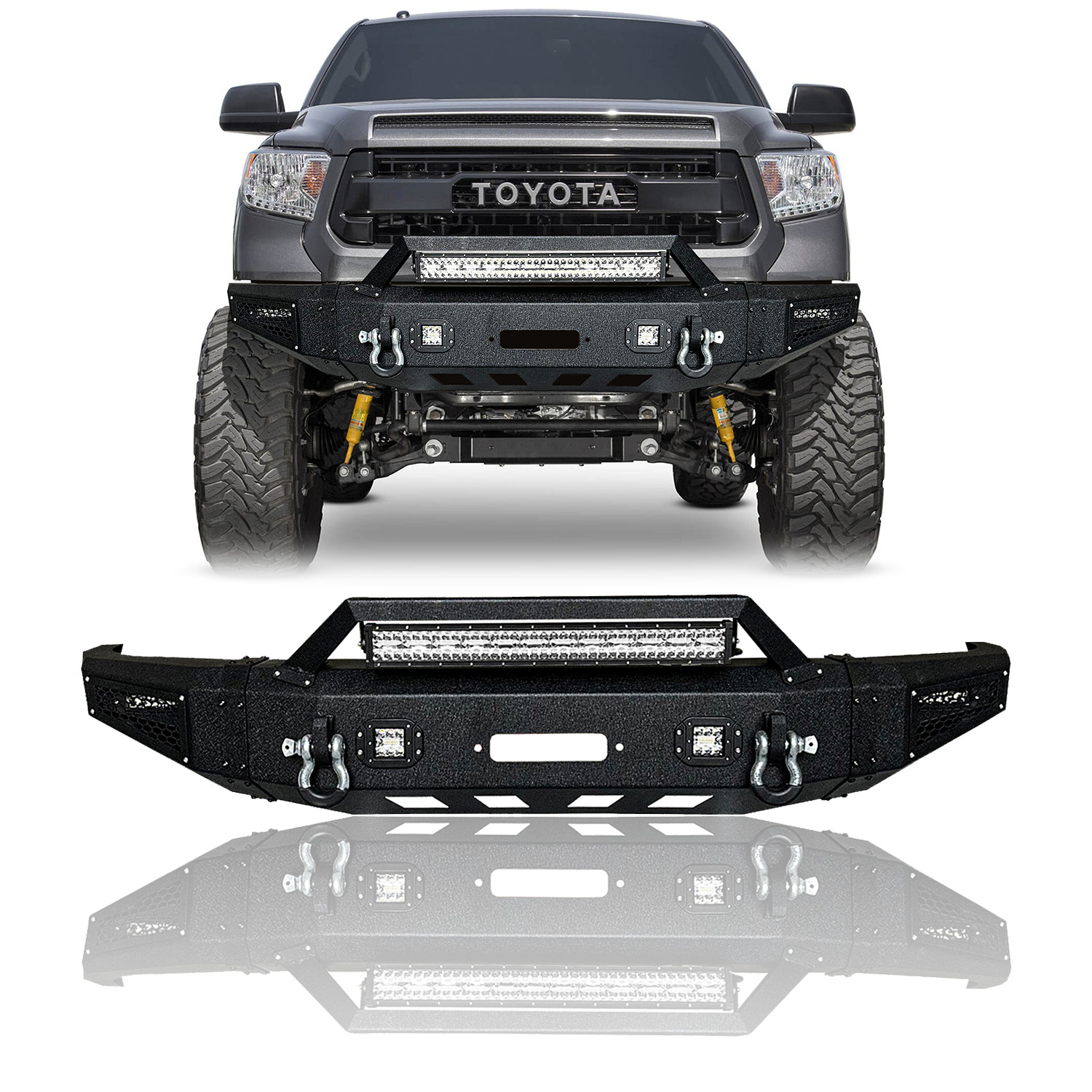 Vijay For2014-2021 Toyota Tundra Steel Front/Rear Bumper W/Winch Plate&LED Light